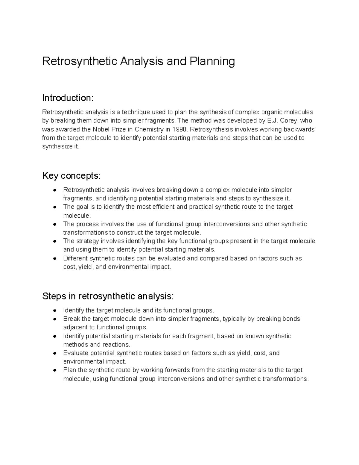 Organic Chemistry Ii Chm Lecture Retrosynthetic Analysis And Planning