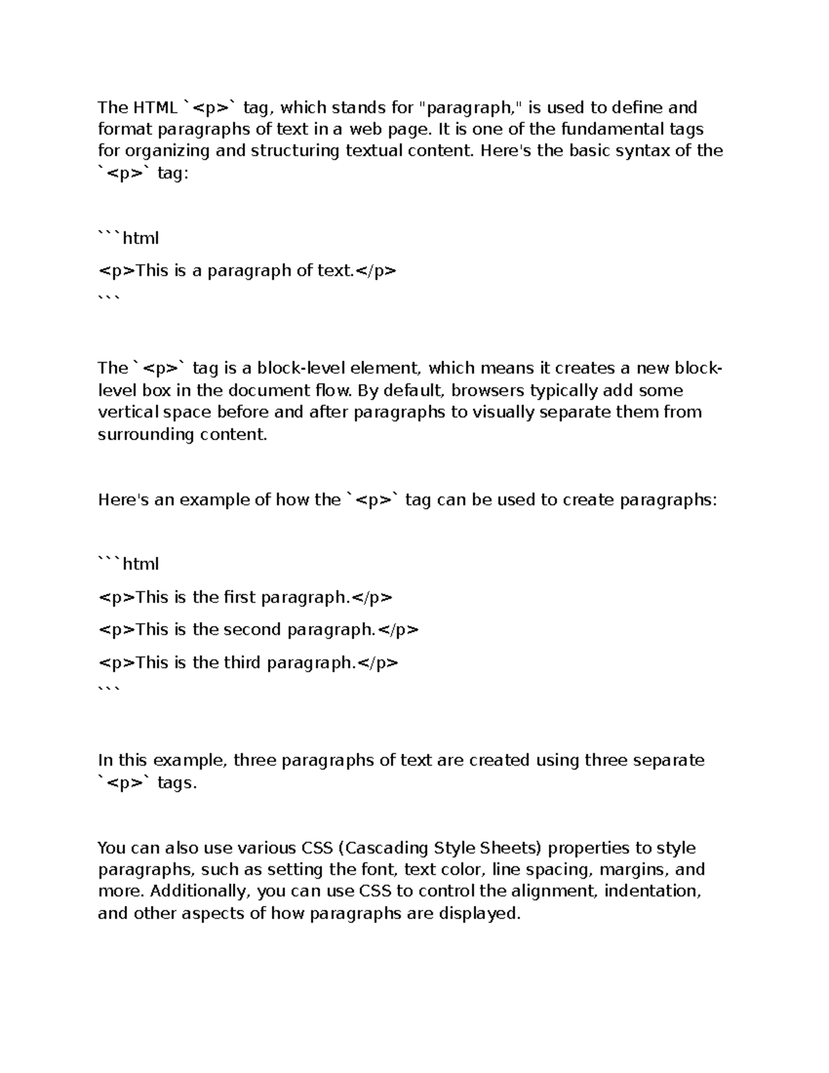 P tag Detailed explanations about this topic. The HTML tag, which stands for Studocu