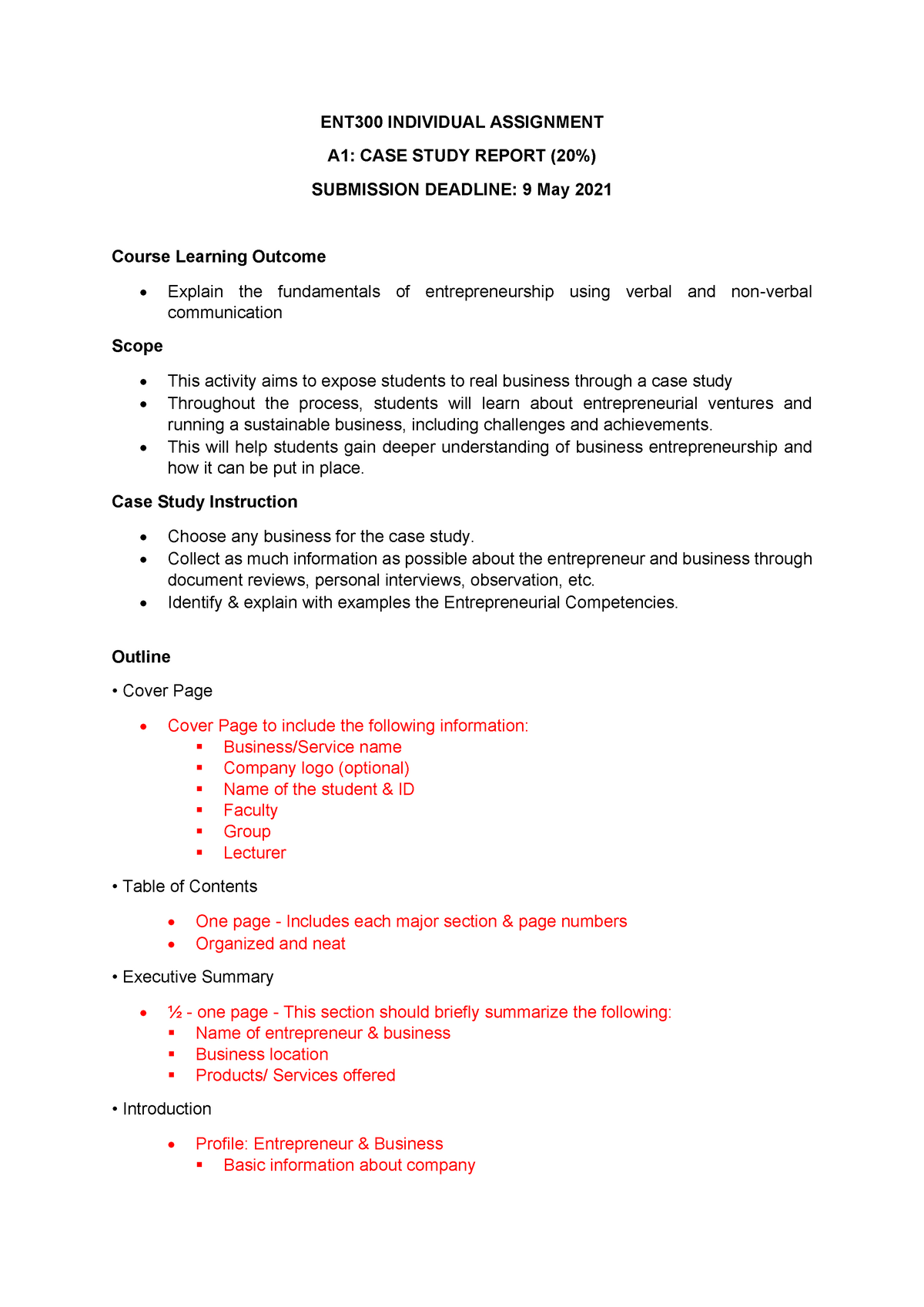 individual assignment ent300 entrepreneur