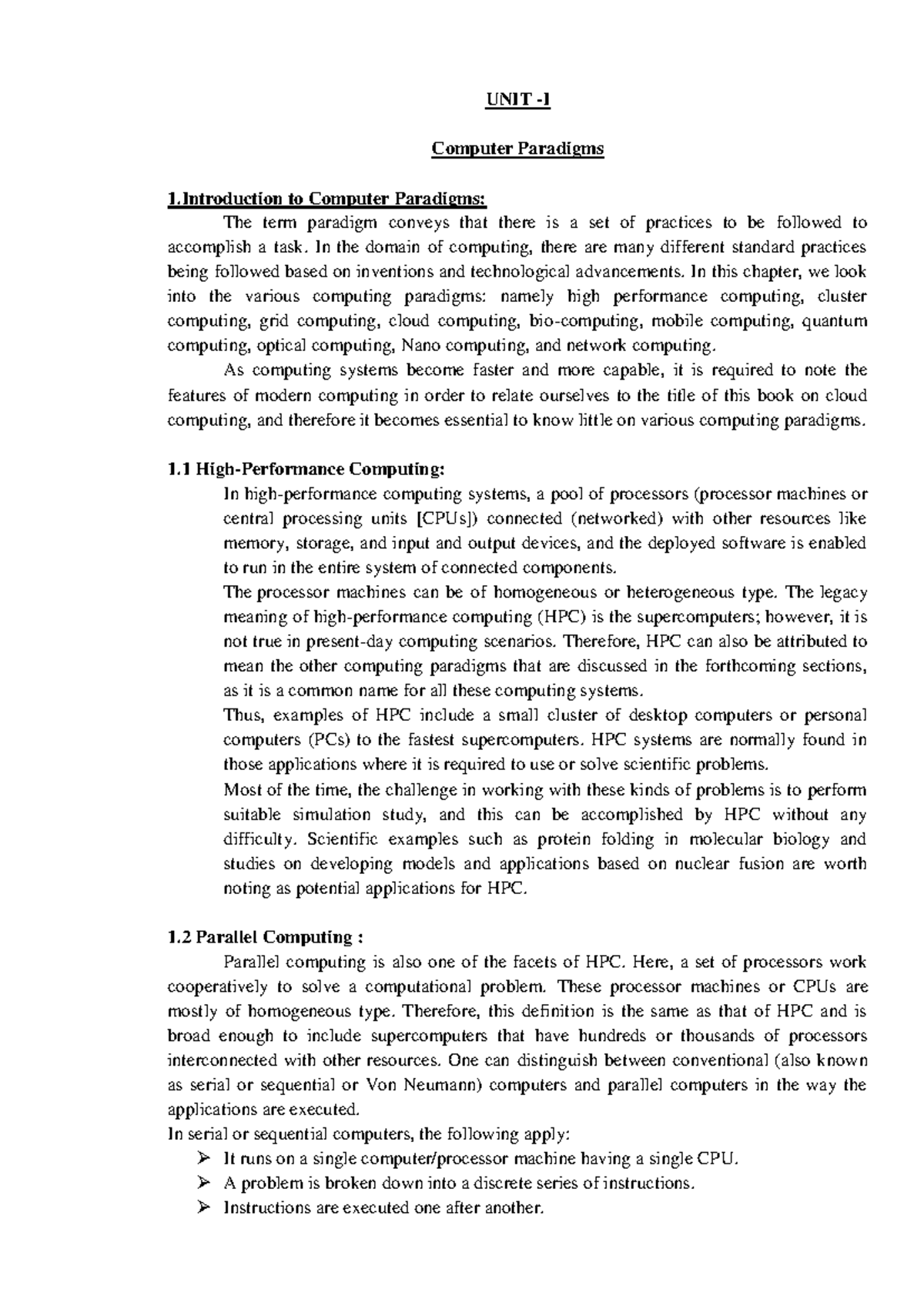 CC Notes - UNIT - I Computer Paradigms 1 to Computer Paradigms: The ...