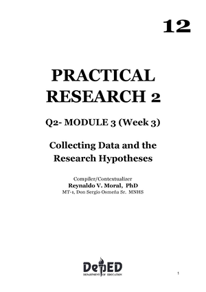 1 Q2 Practical Research - 12 PRACTICAL RESEARCH 2 Q2- MODULE 1 (Week 1 ...