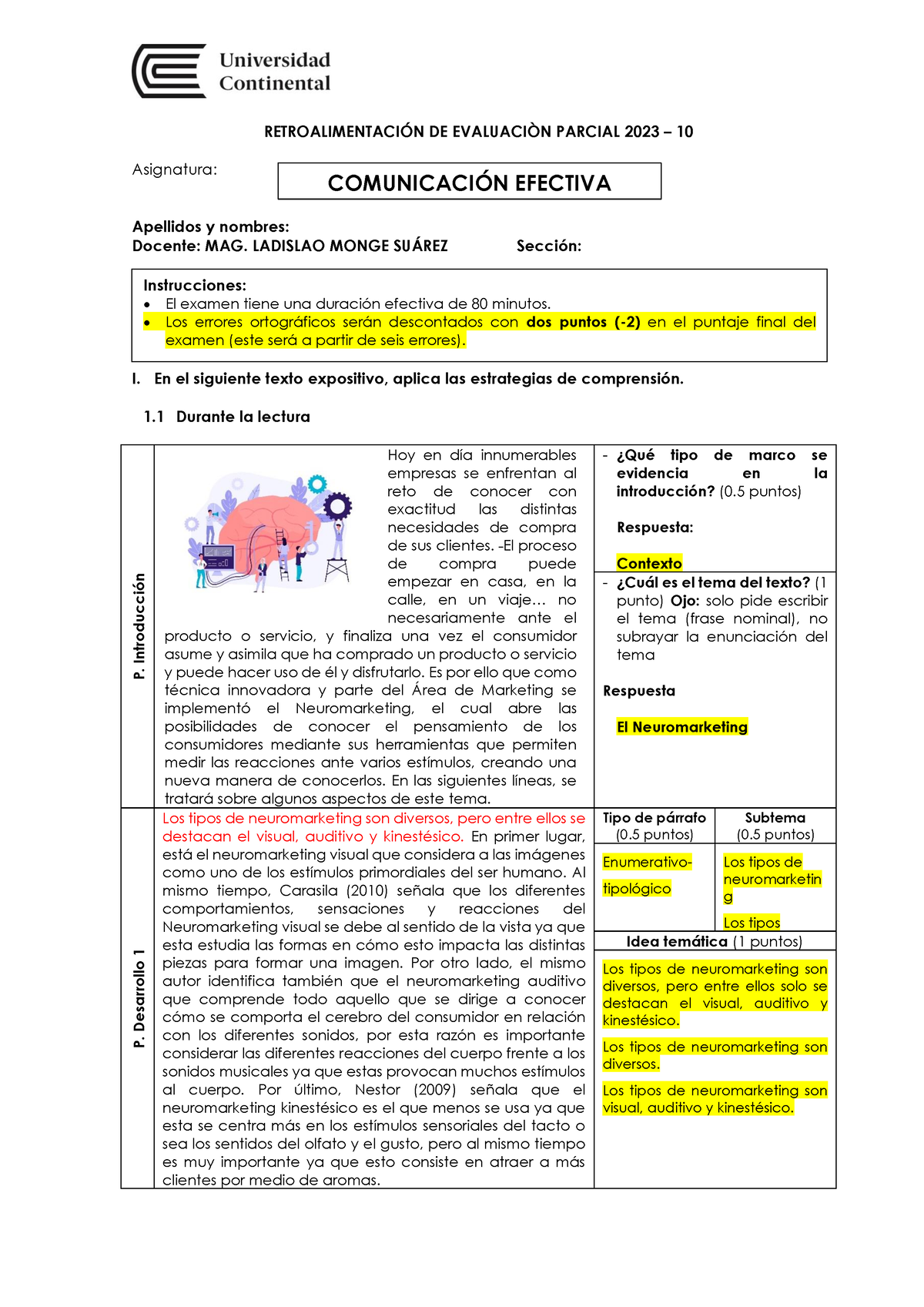 Retroalimentaci N Evaluaci N Parcial Retroalimentacin De