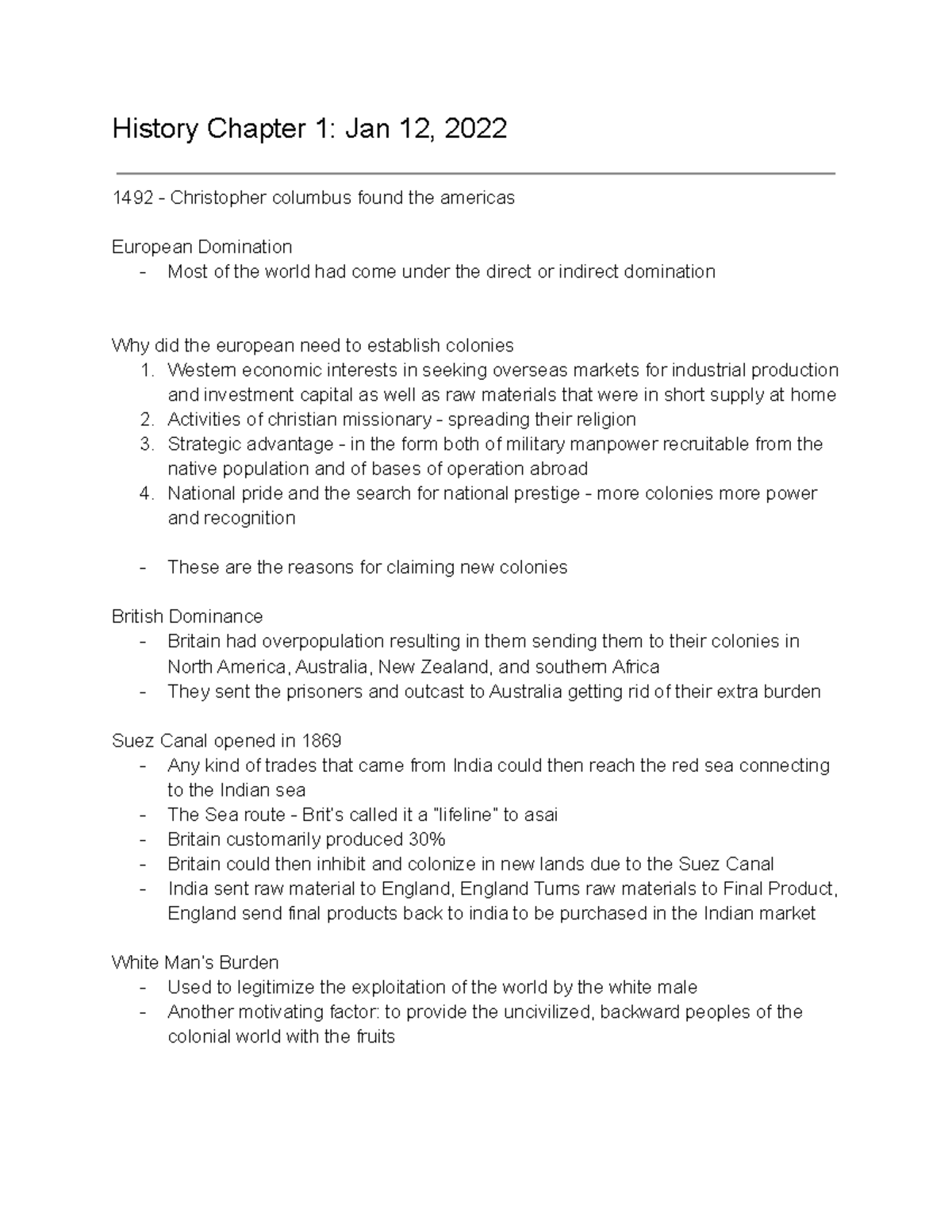 History Class 2 lecture notes 2022 hd - Hist1150 - U of G - Studocu