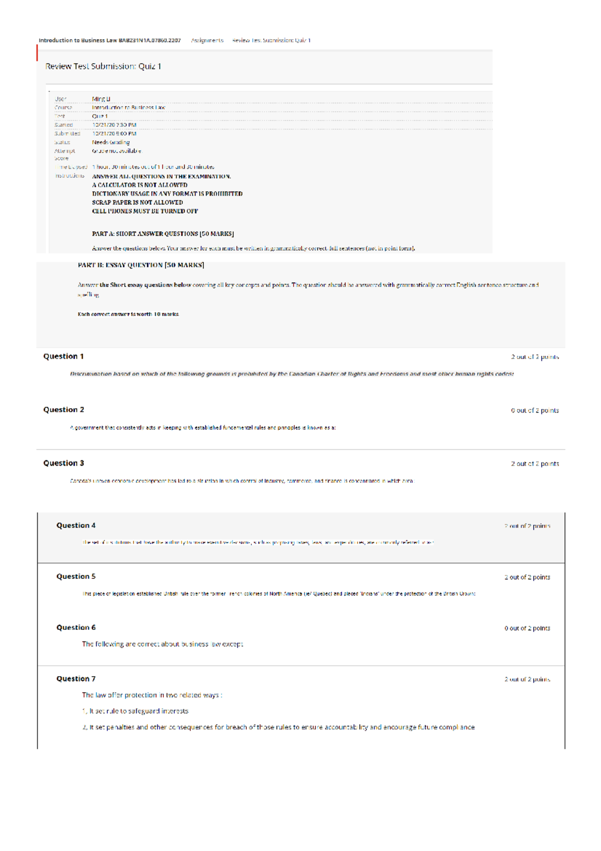 Topic Test - Business Law - Ap/Adms 2610 - Studocu