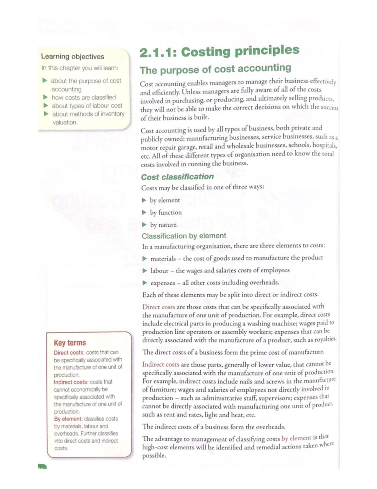 2.1.1 Costing Principles - Accounting - Studocu