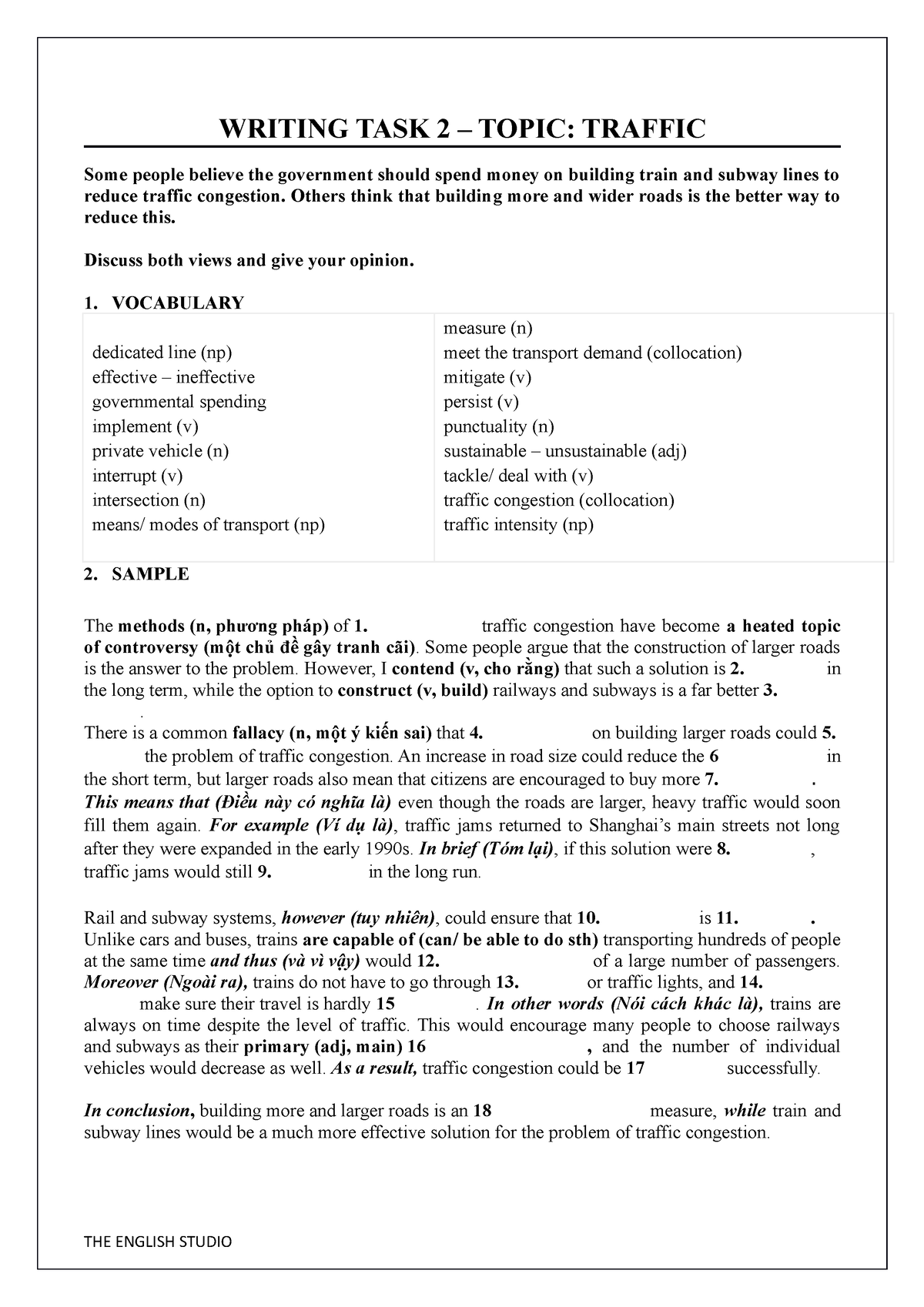 writing-task-2-traffic-jams-lower-level-writing-task-2-topic