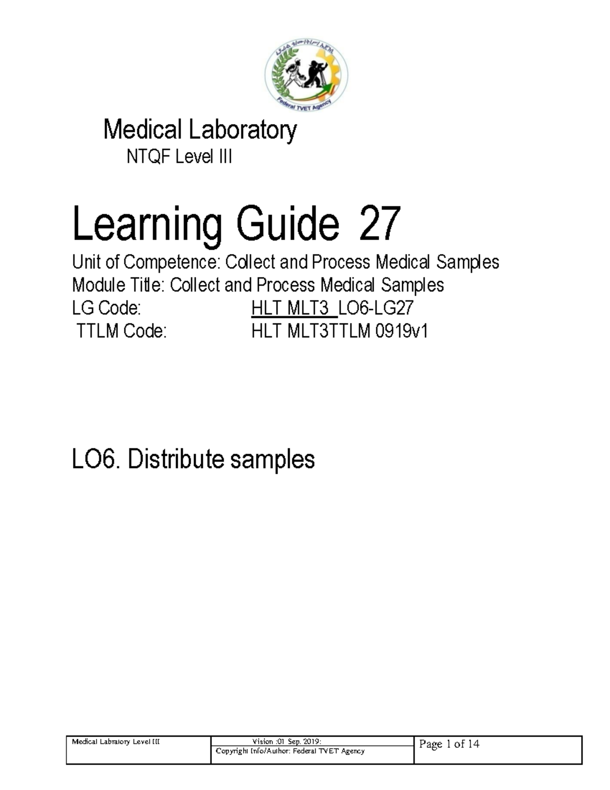 Learning Guide 27Collect and Process Medical Samples - Medical ...