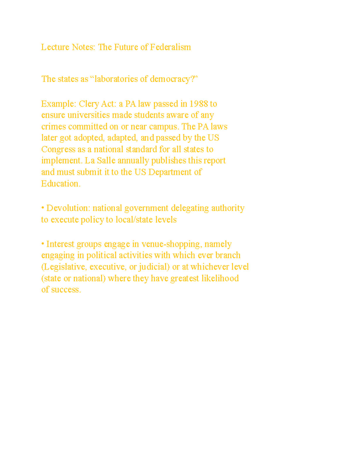 The Future of Federalism - The PA laws later got adopted, adapted, and ...