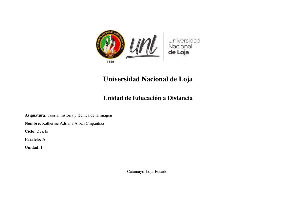 Tarea 1 Deber Universidad Nacional De Loja Unidad De Educación A