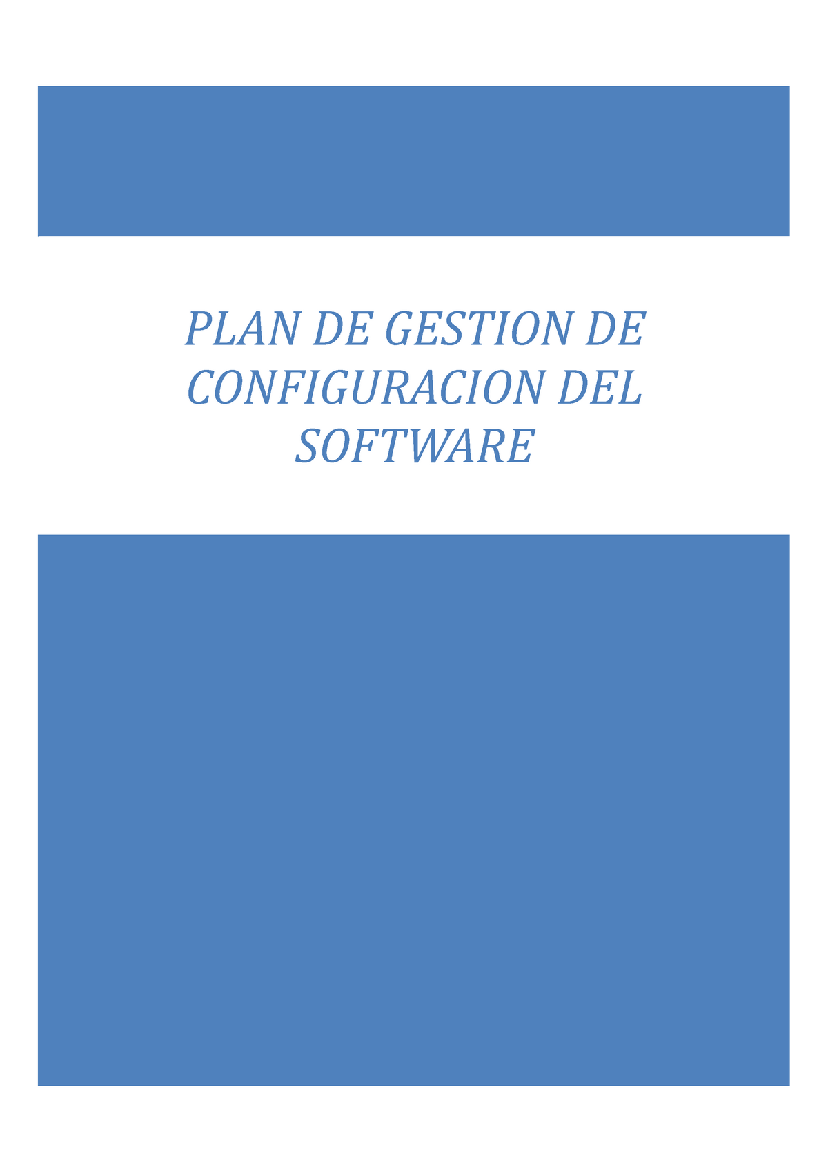 Plan De Gestion De Configuracion Del Software Plan De Gestion De