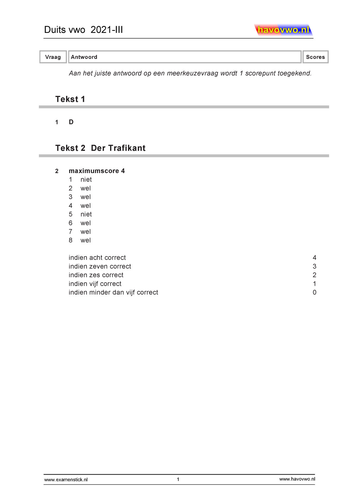 Duits Tekst Antwoorden Examen - Aan Het Juiste Antwoord Op Een ...