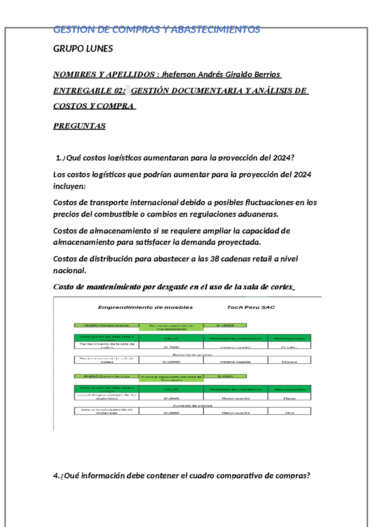 Entregable 2 Gestión de compras y abastecimiento - GESTION DE COMPRAS Y ...