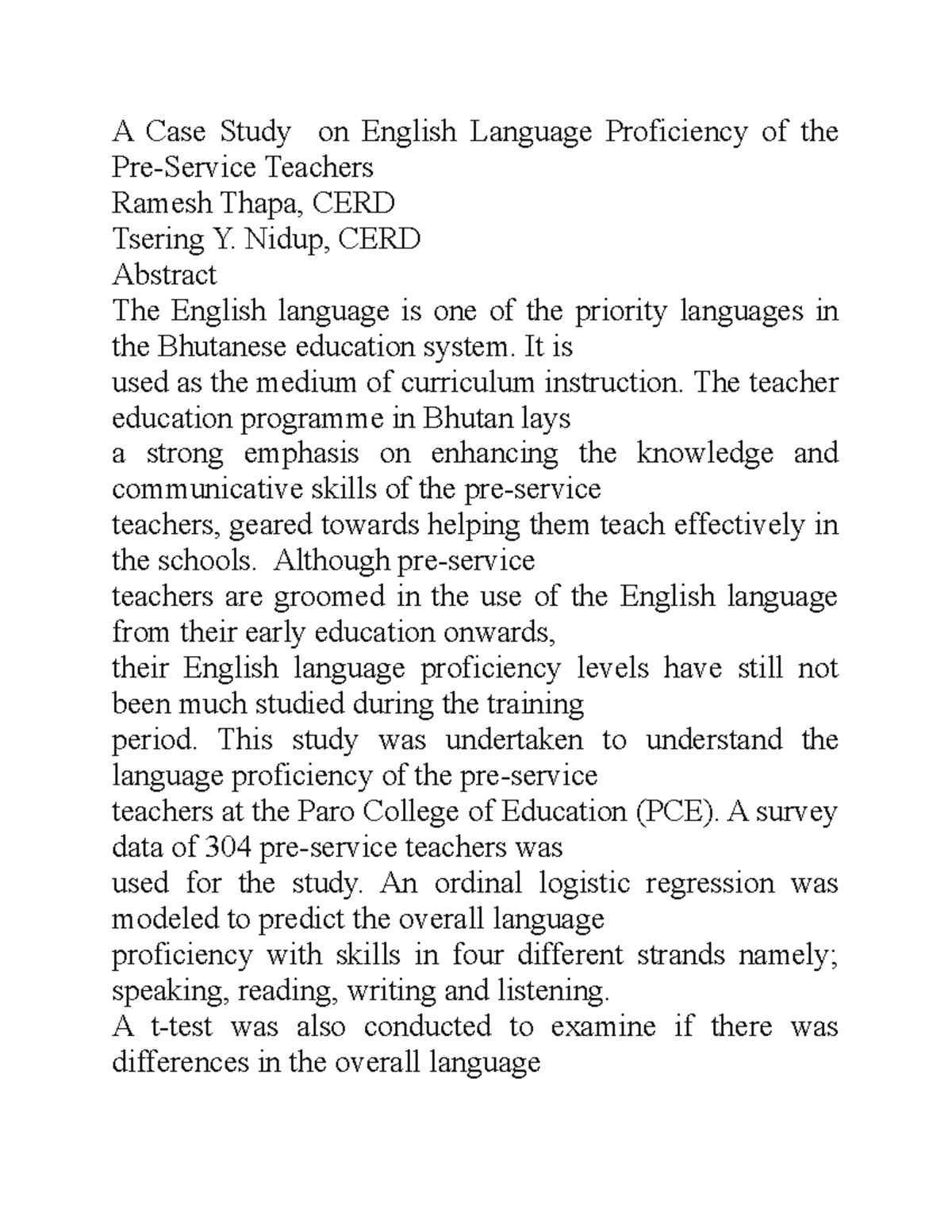 case study on english subject