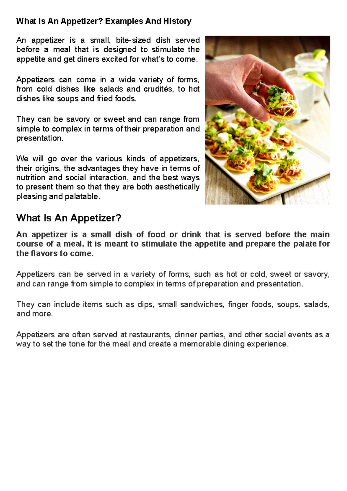 Appetizer Examples And History Appetizers can come in a wide variety
