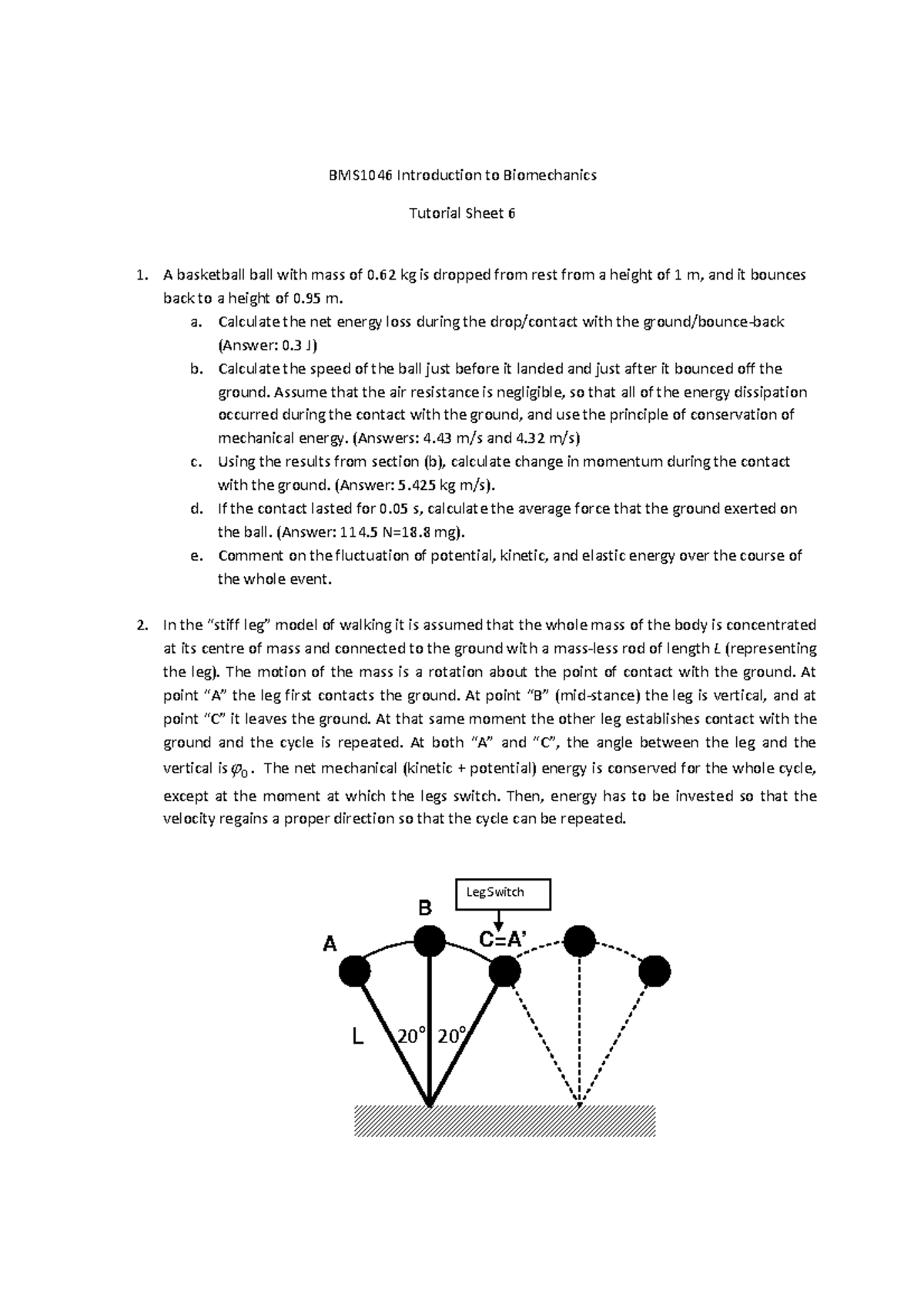 BMS1046 Tutorial 6 - Questions with answers and workings out - BMS1046 ...