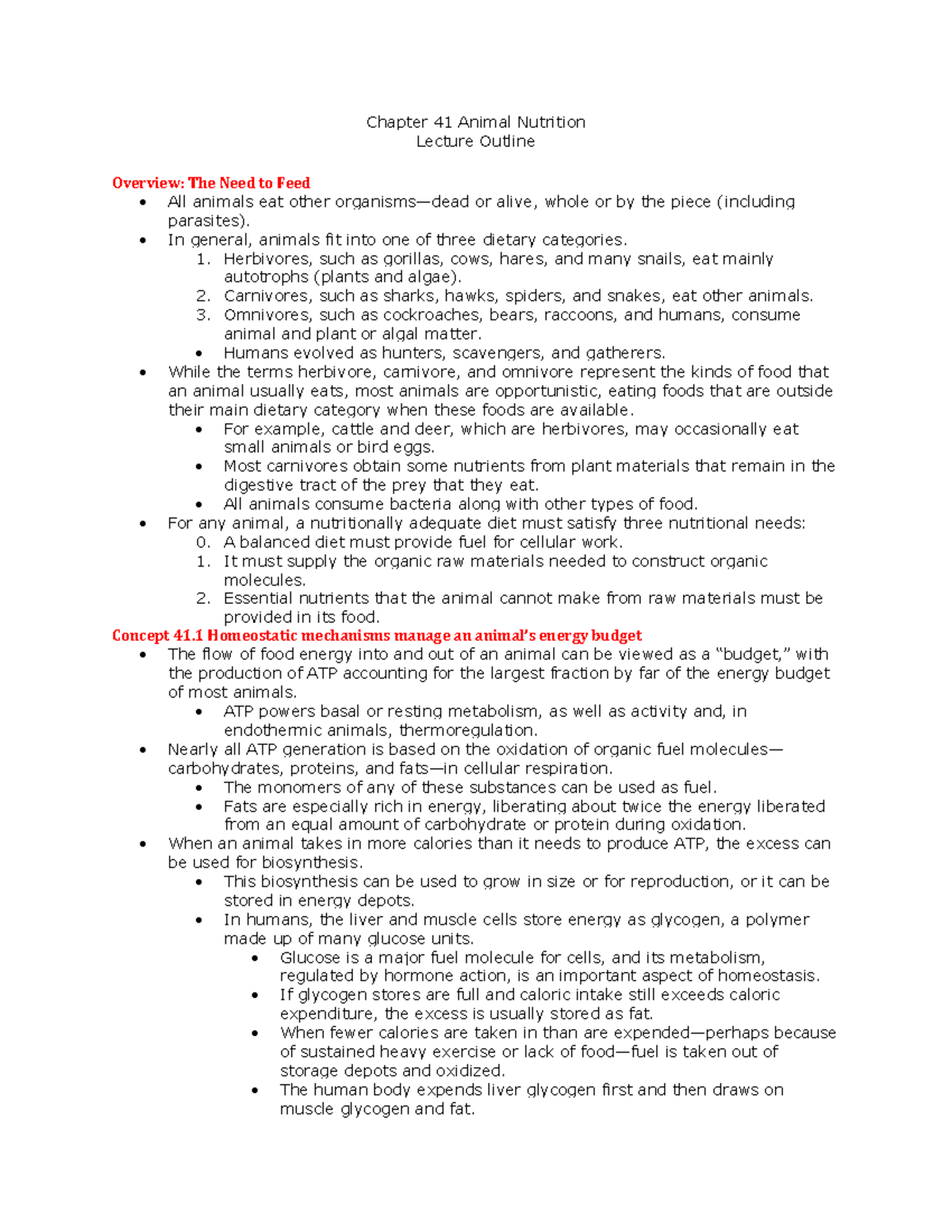 Biology Chapter 41 - Animal Nutrition - Chapter 41 Animal Nutrition ...