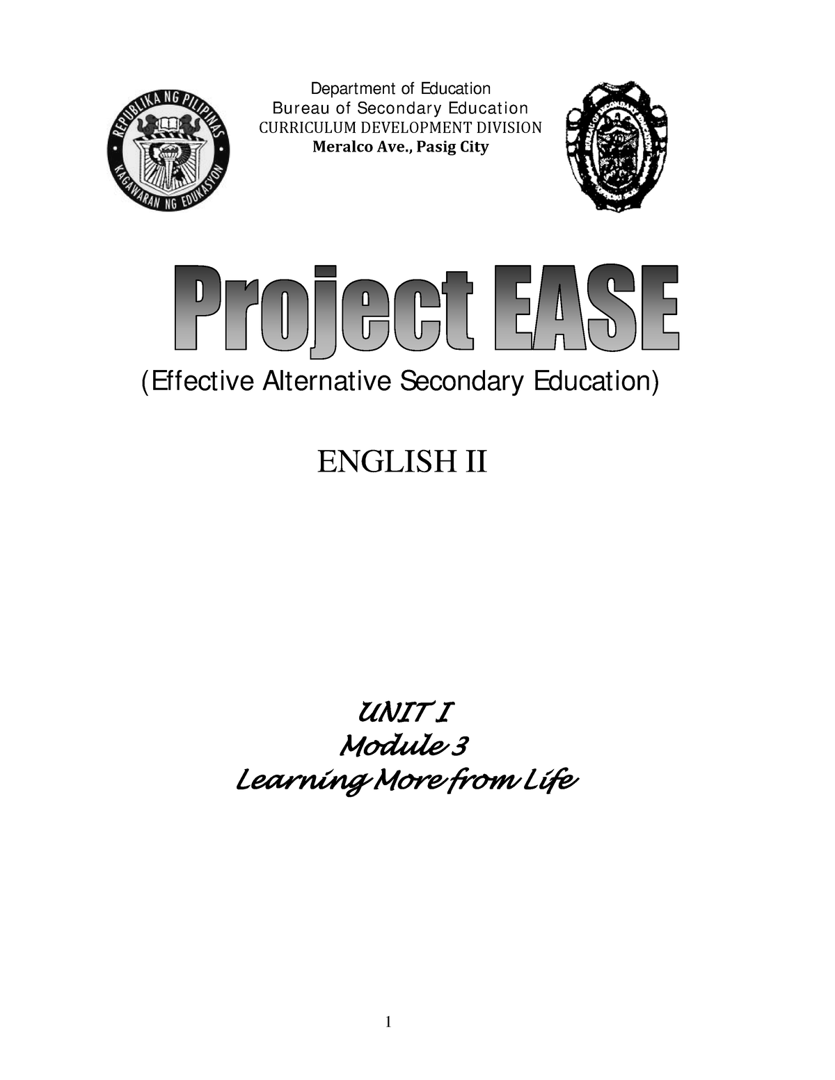 English 2 Unit I Module 3 - Department Of Education Bureau Of Secondary ...