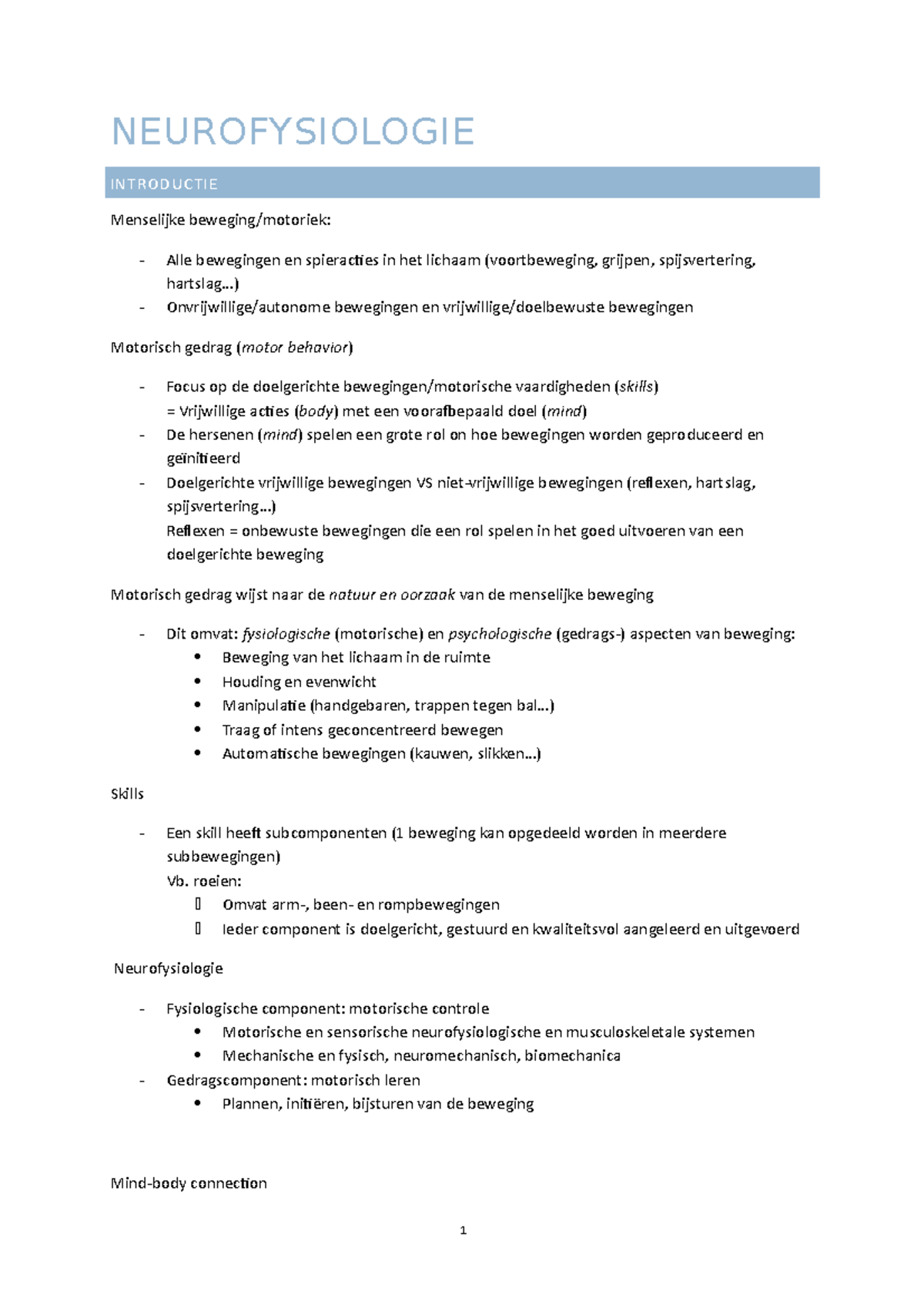 Samenvatting Neurofysiologie Hoofdstuk 1 En 2 - NEUROFYSIOLOGIE ...