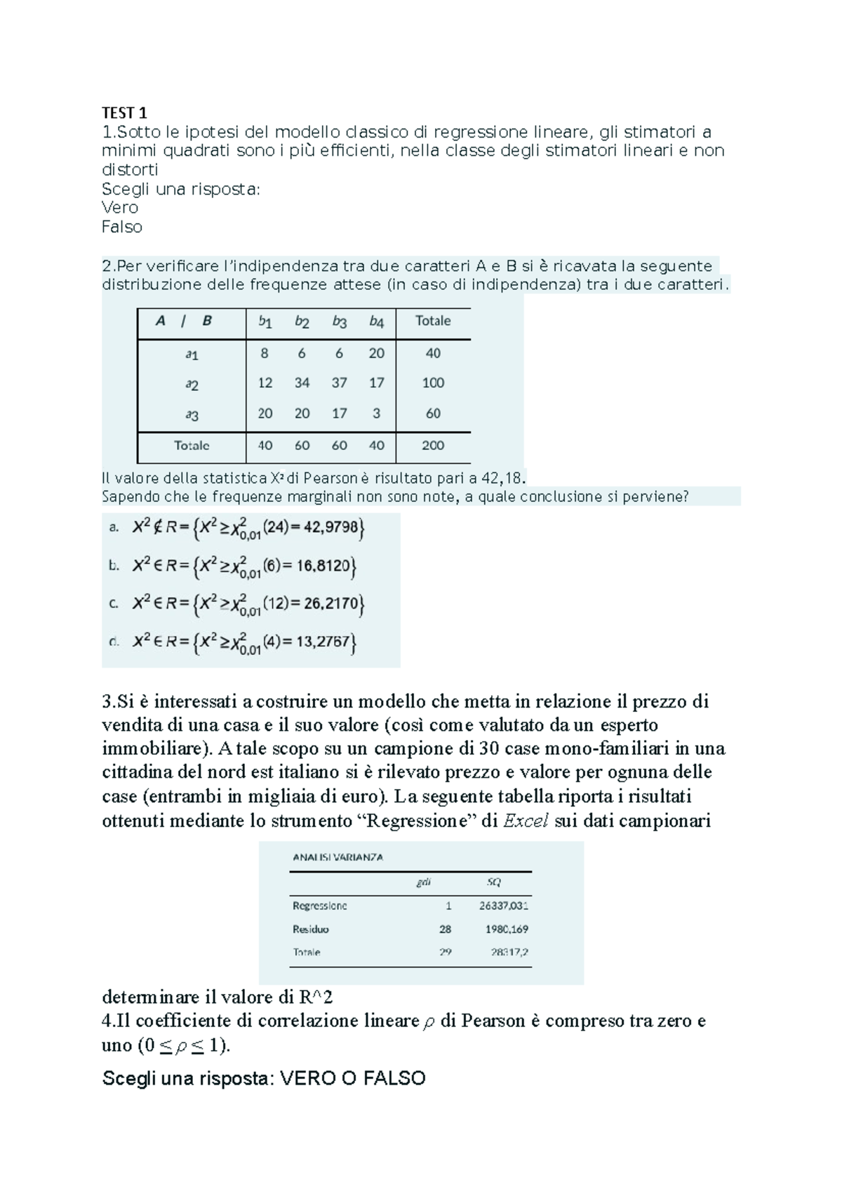 Test teoria Seconda Parte - TEST 1 1 le ipotesi del modello classico di ...