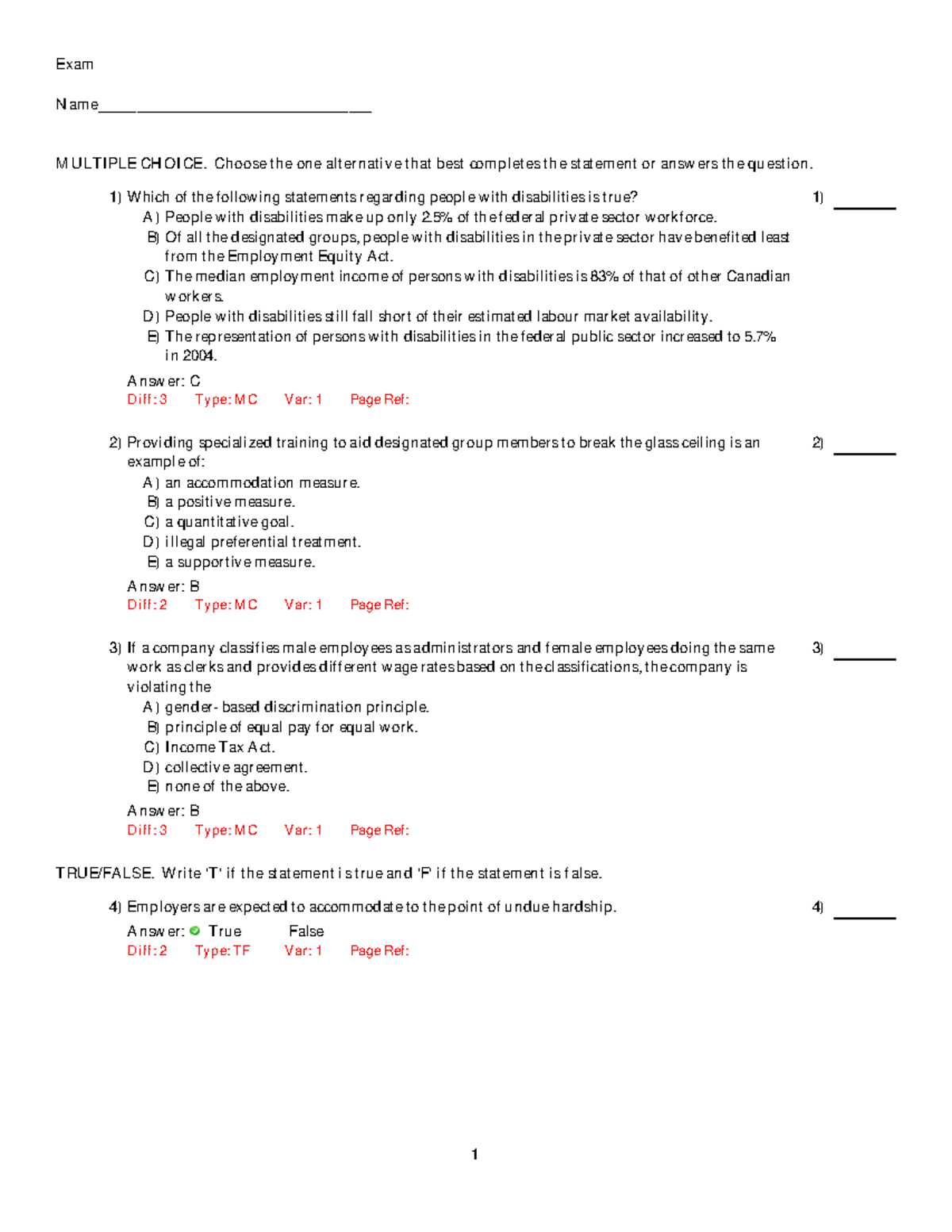 Questions and Answers - Exam MULTIPLE CHOICE. Choose the one ...