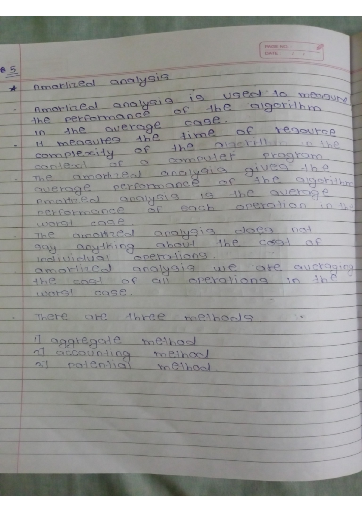 Daa - Notes - PAGE NO : 5 DATE nmortized analysis Amortized analysia is ...