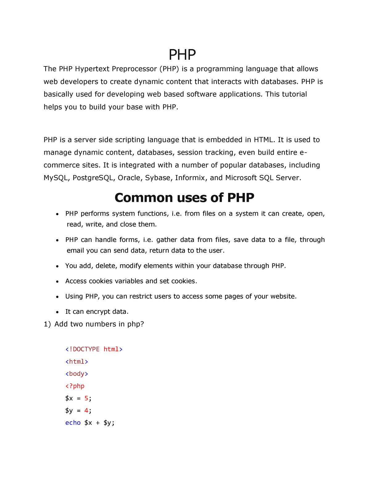 PHP- Record- Content - It's Lecture Notes - PHP The PHP Hypertext ...