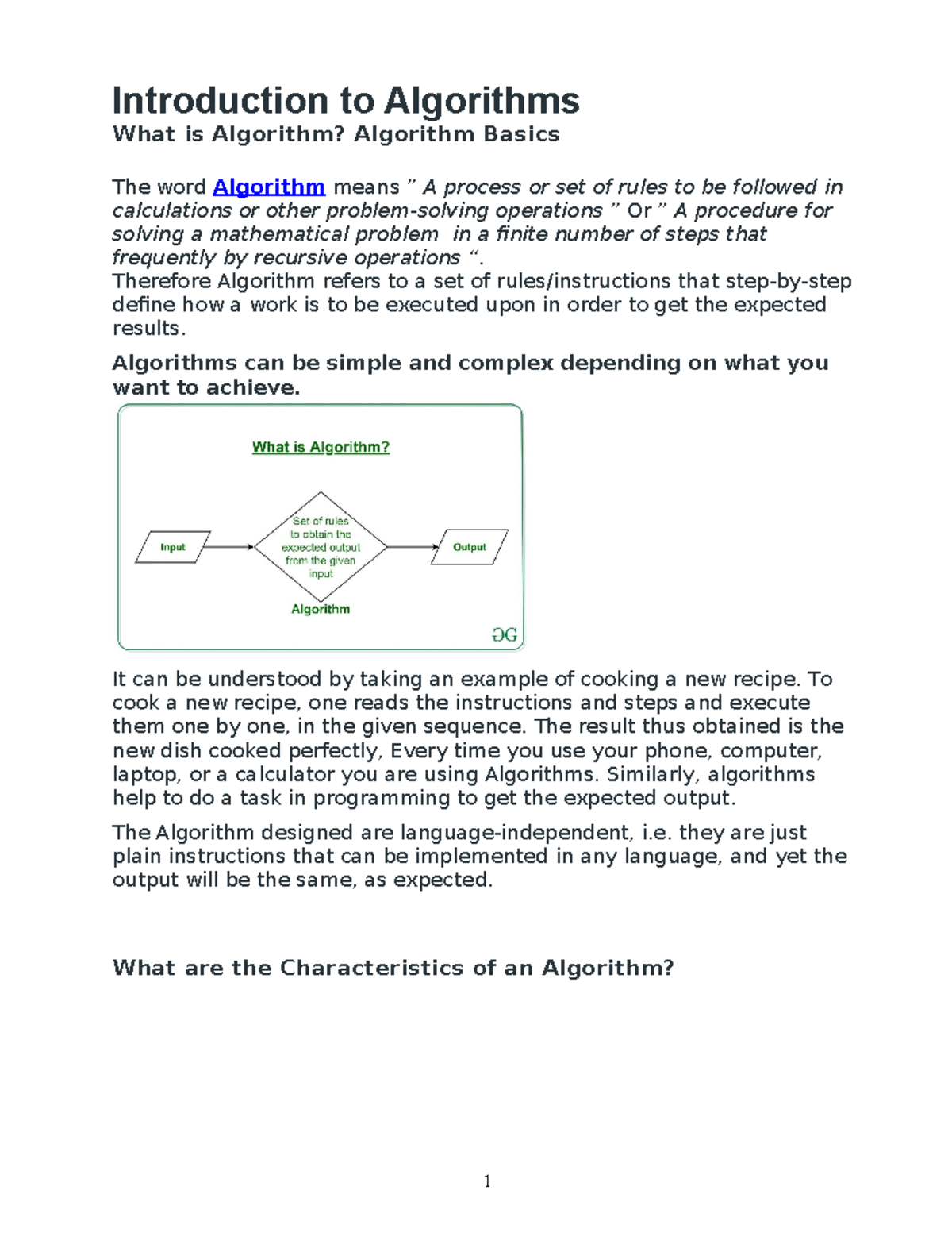 Introduction DAA notes 2022 May - Introduction to Algorithms What is ...