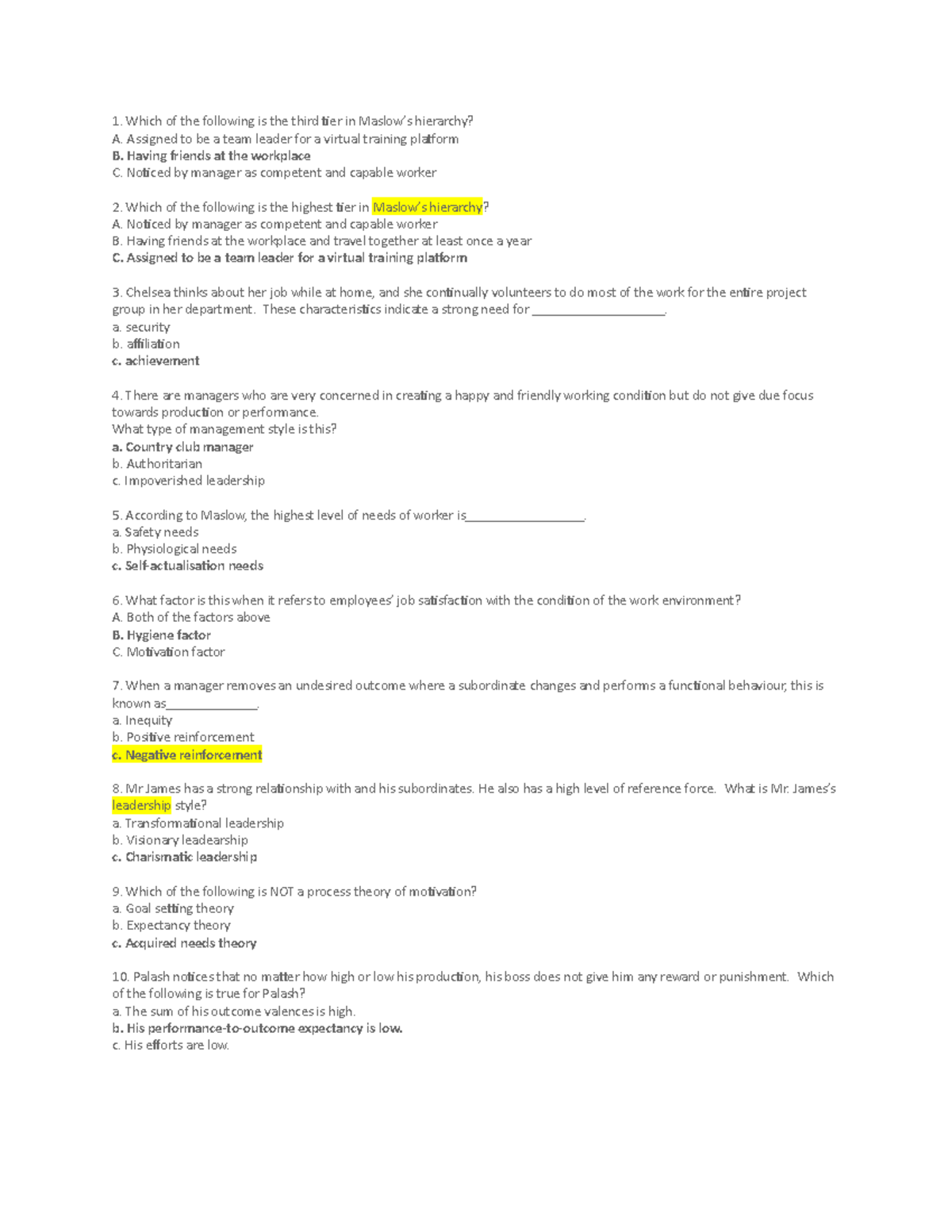 MCQ Answers Topic 6-8 Principles Of Management BBPP1103 - Which Of The ...