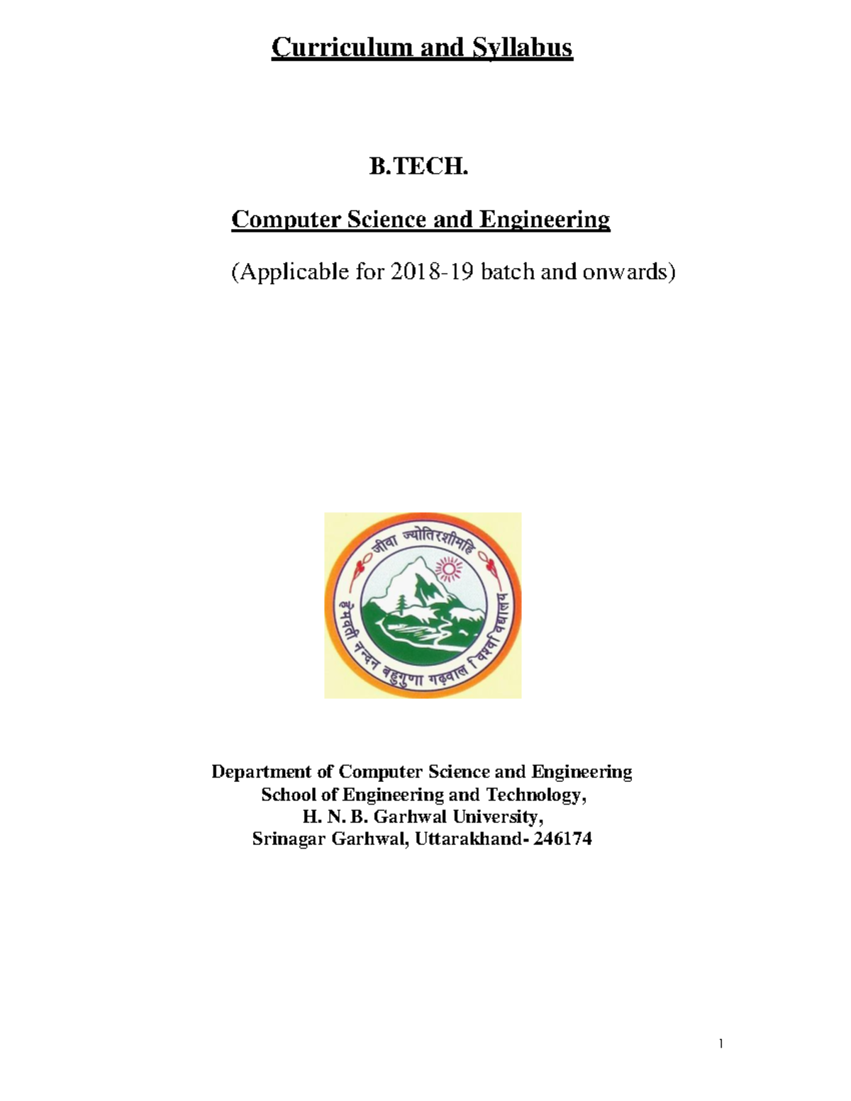 Btech Syllabus - Curriculum and Syllabus B. Computer Science and ...
