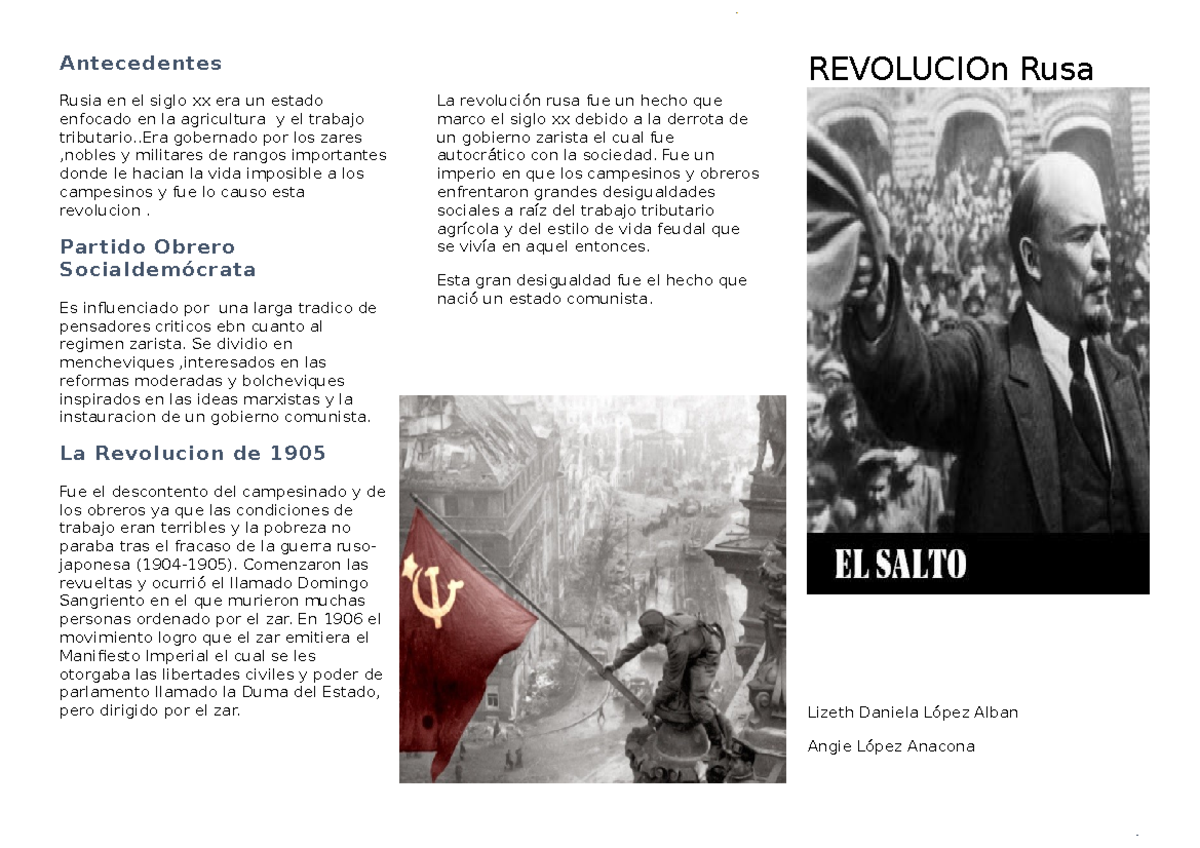 Folleto Revolucion Rusa - Antecedentes Rusia en el siglo xx era un ...