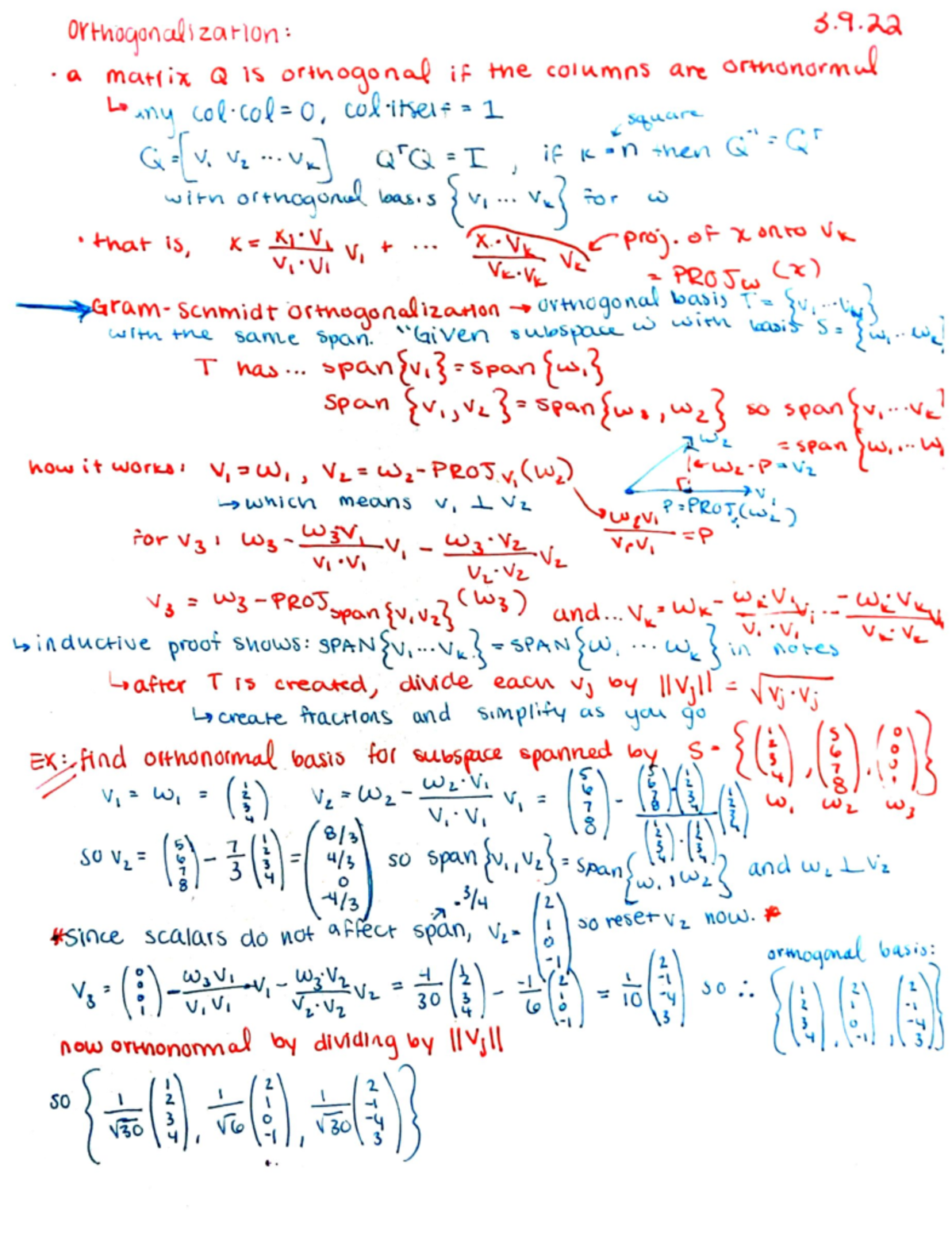 Orthogonalization Professor Benjamin G=[V₂ Orthogonalization a