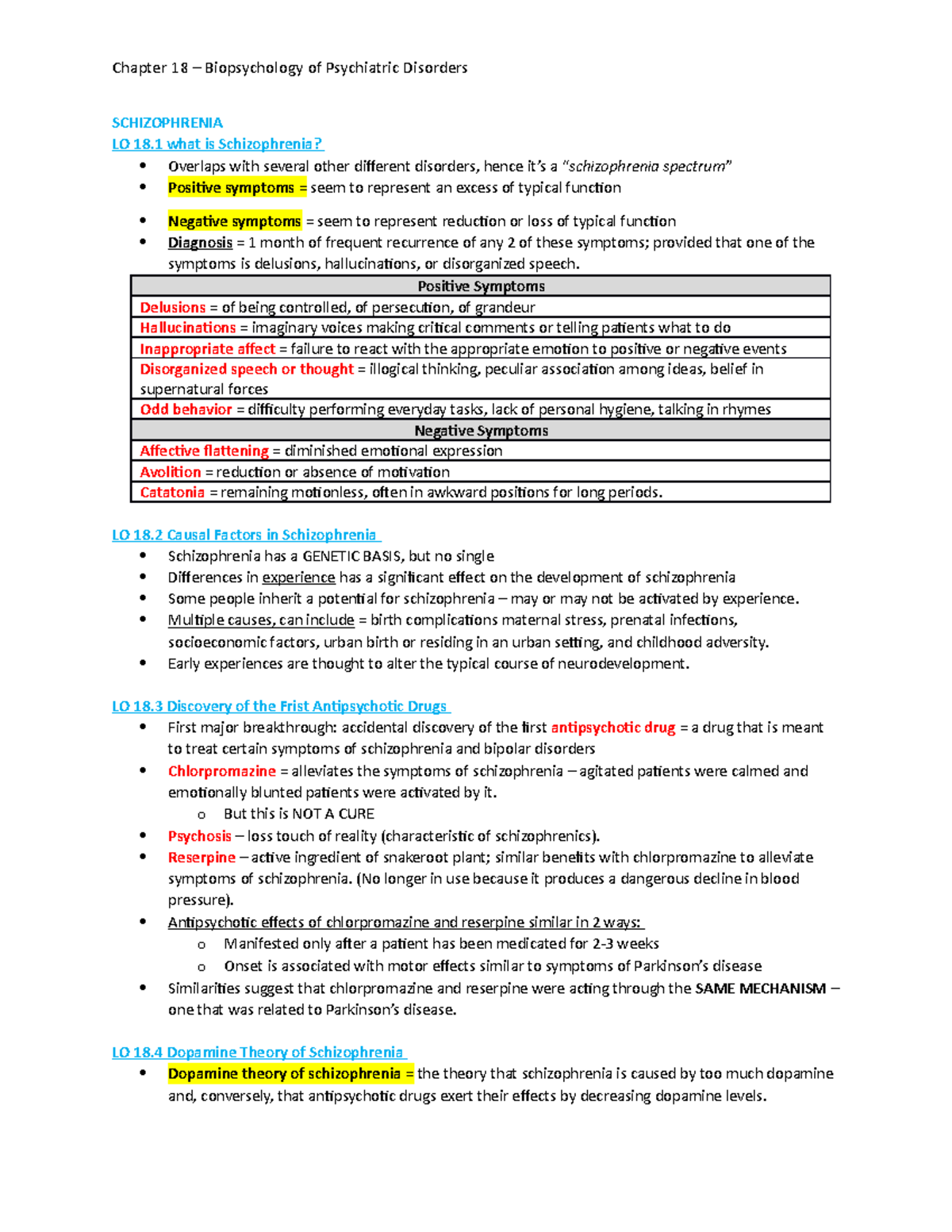 Ch. 18 - mental illness - Textbook Notes for Exam 3 - Chapter 18 ...