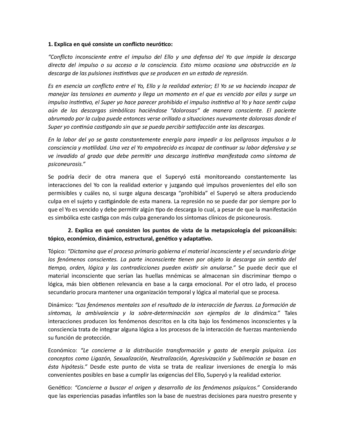 Conceptos básicos de la psicoterapia psicoanalítica en base a Greeenson ...