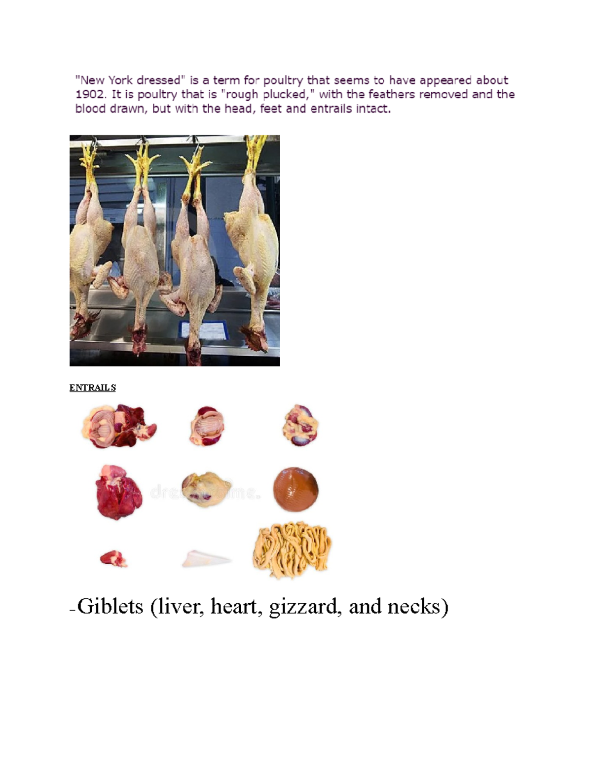 Notes MIBO 6100 ENTRAILS Giblets (liver, heart, gizzard, and