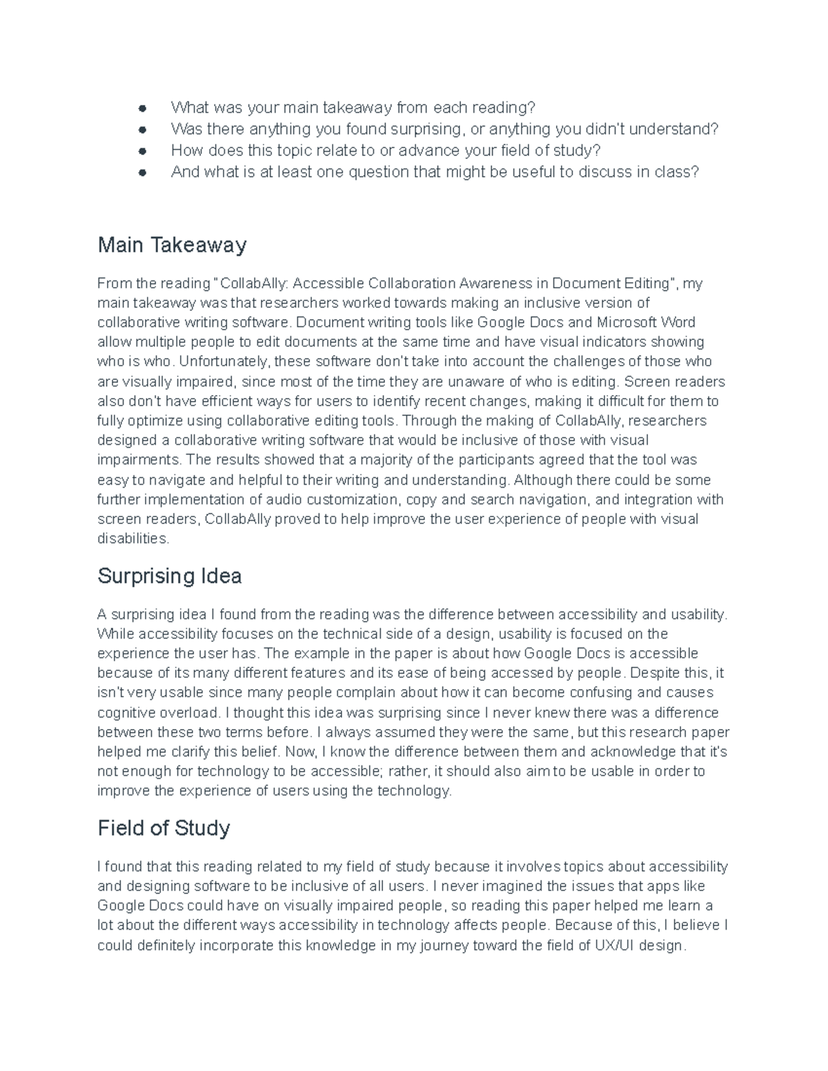 CollabAlly Research - What was your main takeaway from each reading ...