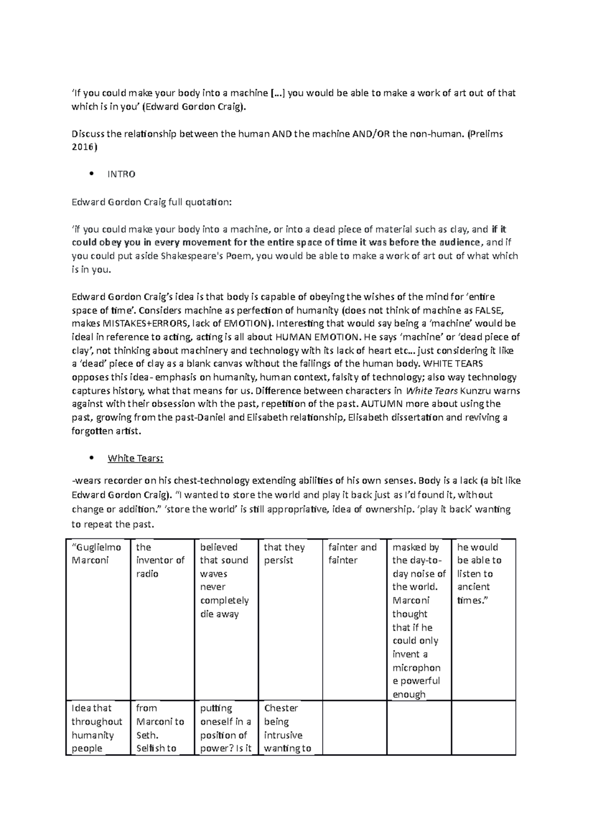 Hari Kunzru and Ali Smith essay plan ‘If you could make your body