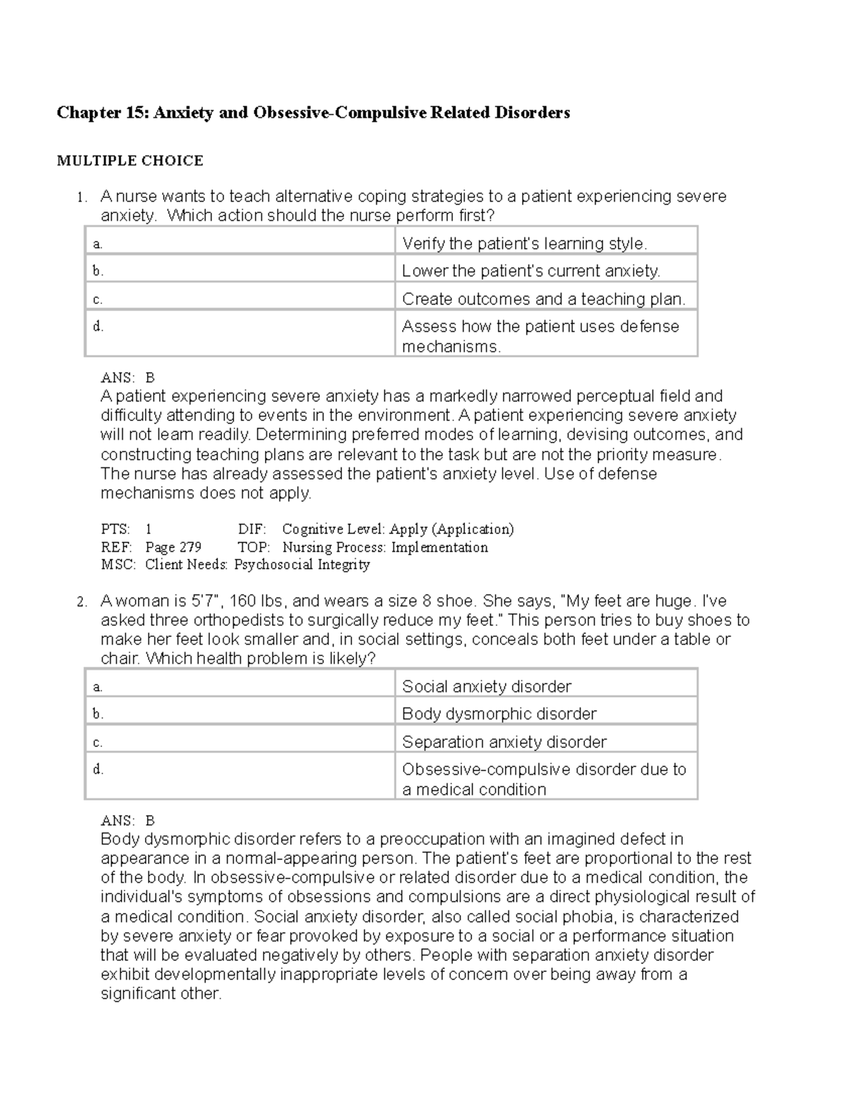 Anxiety And OCD - Lecture Notes - Chapter 15: Anxiety And Obsessive ...