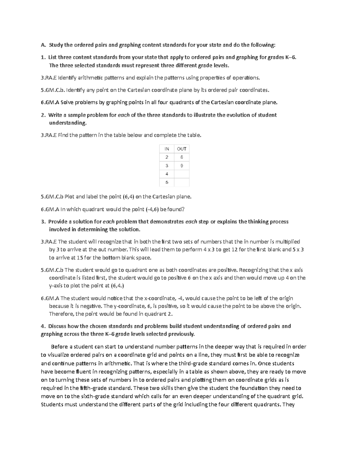 Task 1 Understand and Teaching Ordered Pairs - A. Study the ordered ...