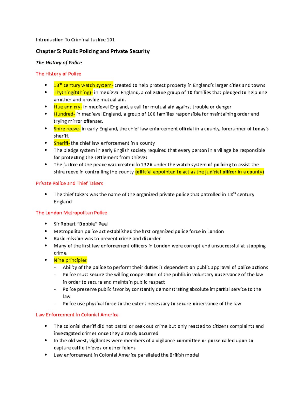 CJ Notes Ch. 5 - Kelly Roth - Introduction To Criminal Justice 101 ...