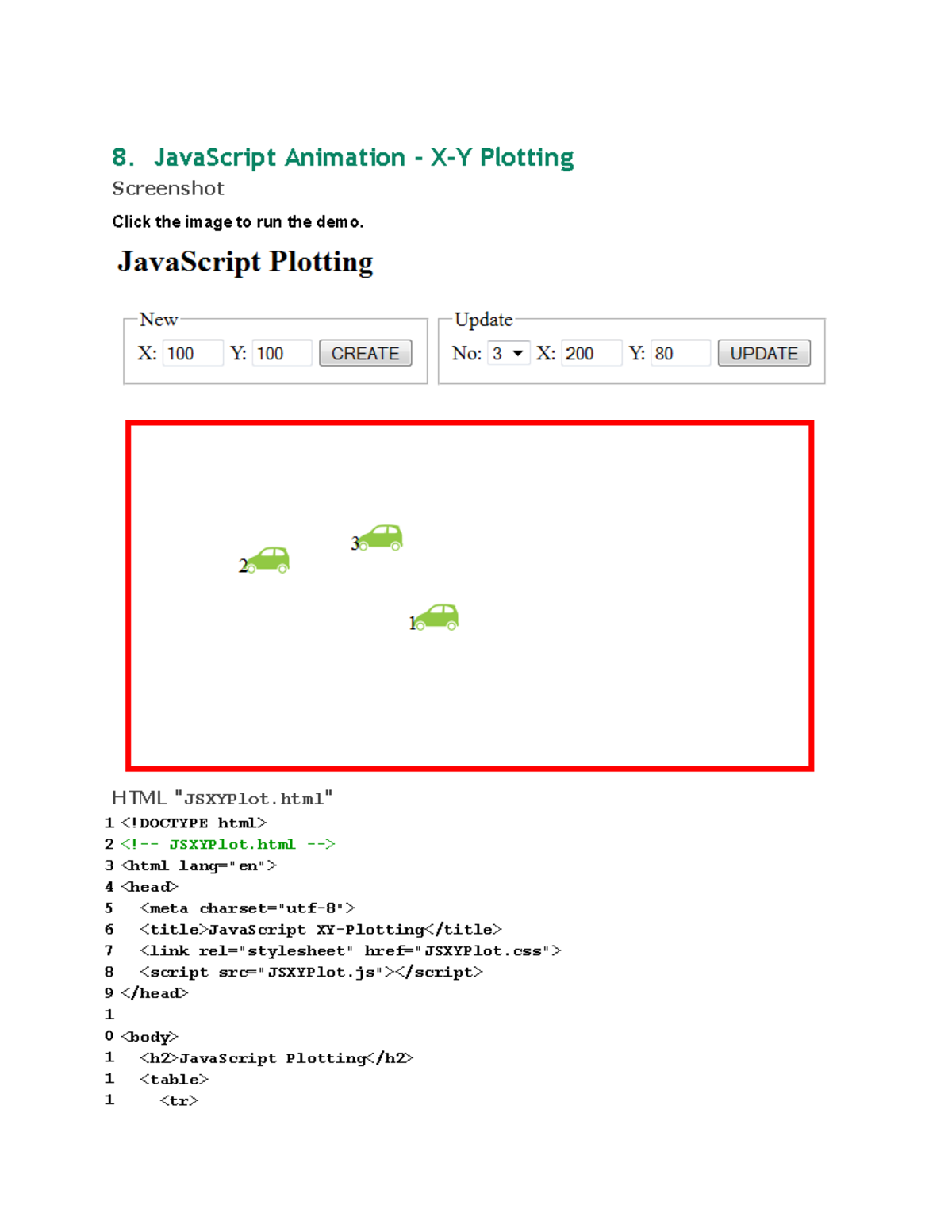 JAVA Basics 35 - 8. JavaScript Animation - X-Y Plotting Screenshot ...