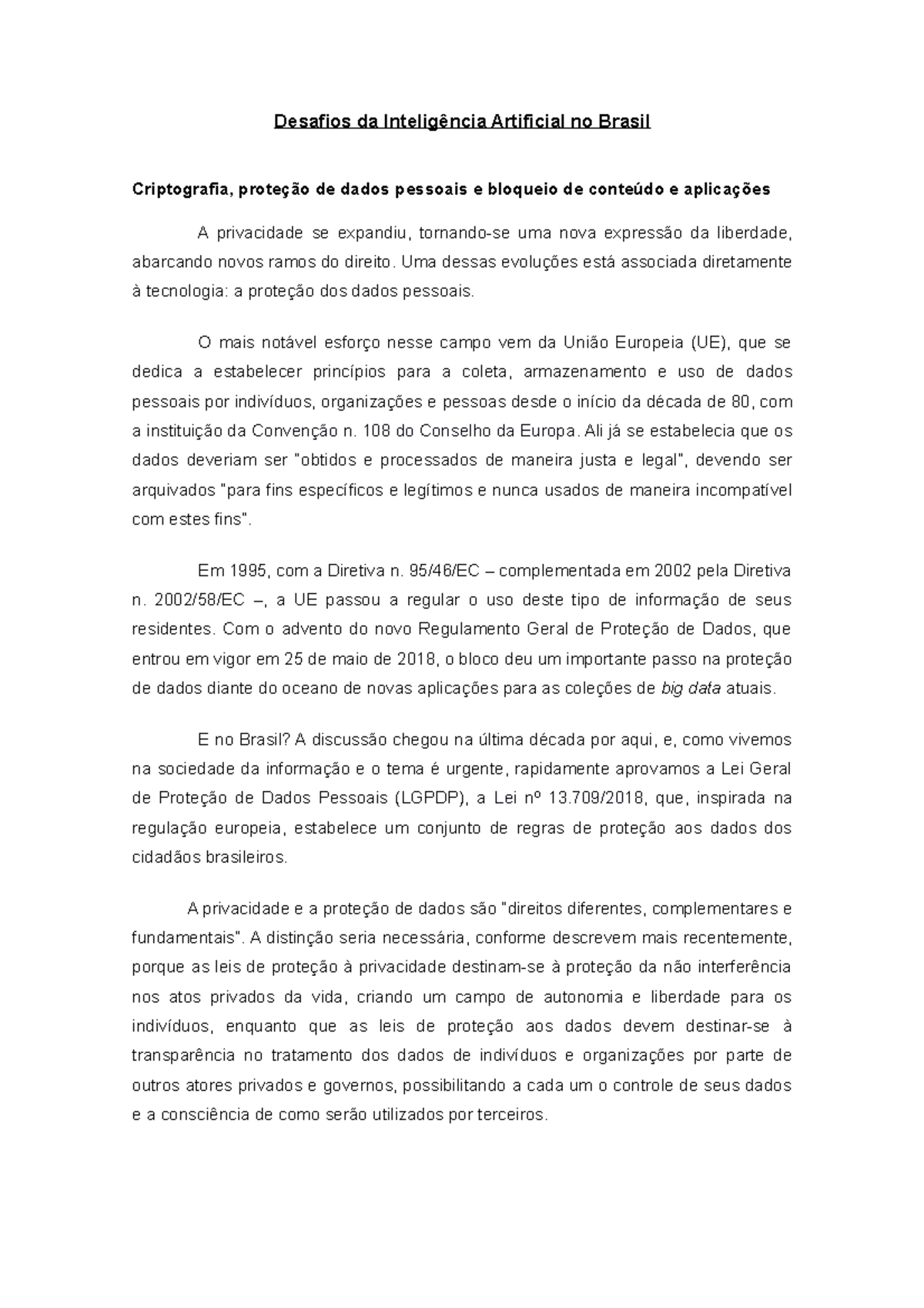 Desafios da Inteligência Artificial no Brasil - Desafios da ...