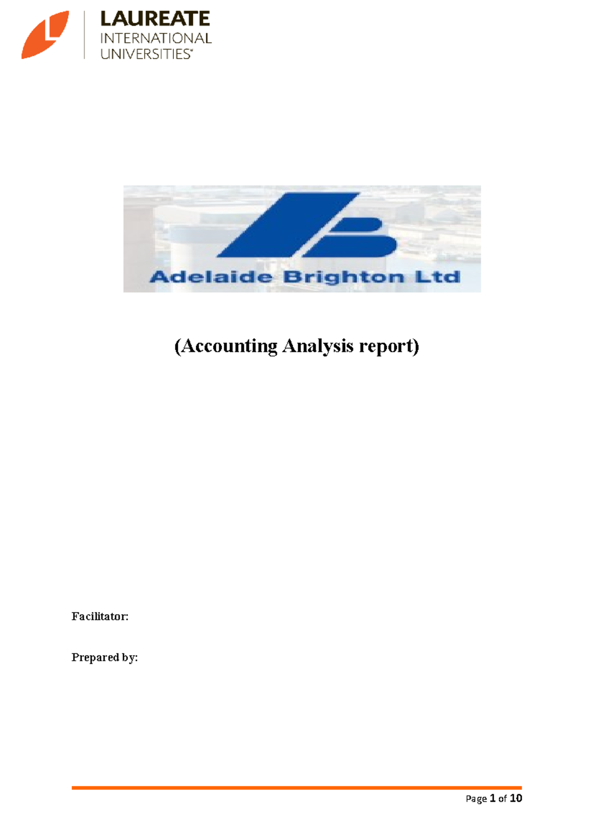 ACCT2005 Assessment 2 Accounting Analysis Report - (Accounting Analysis ...