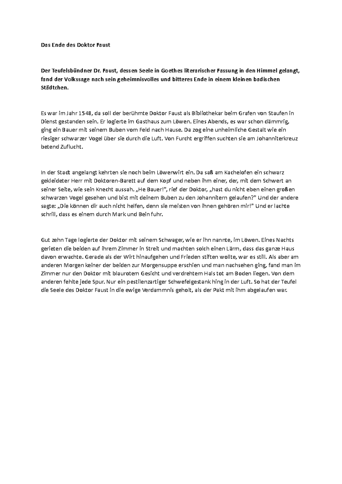 Das ende des doktor Faust Das Ende des Doktor Faust Der