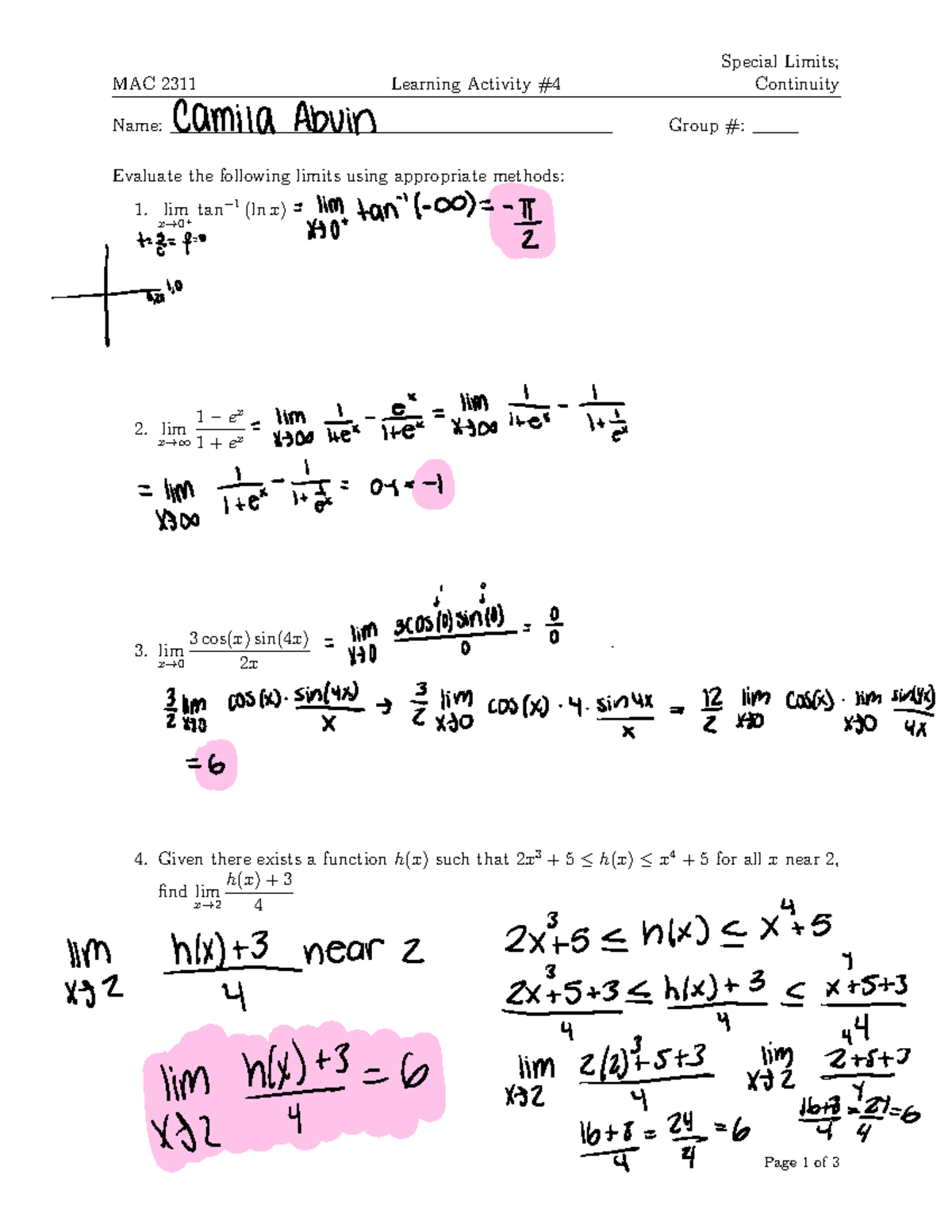 Learning+Activity+4 - Learning activity four - MAC 2311 Learning ...