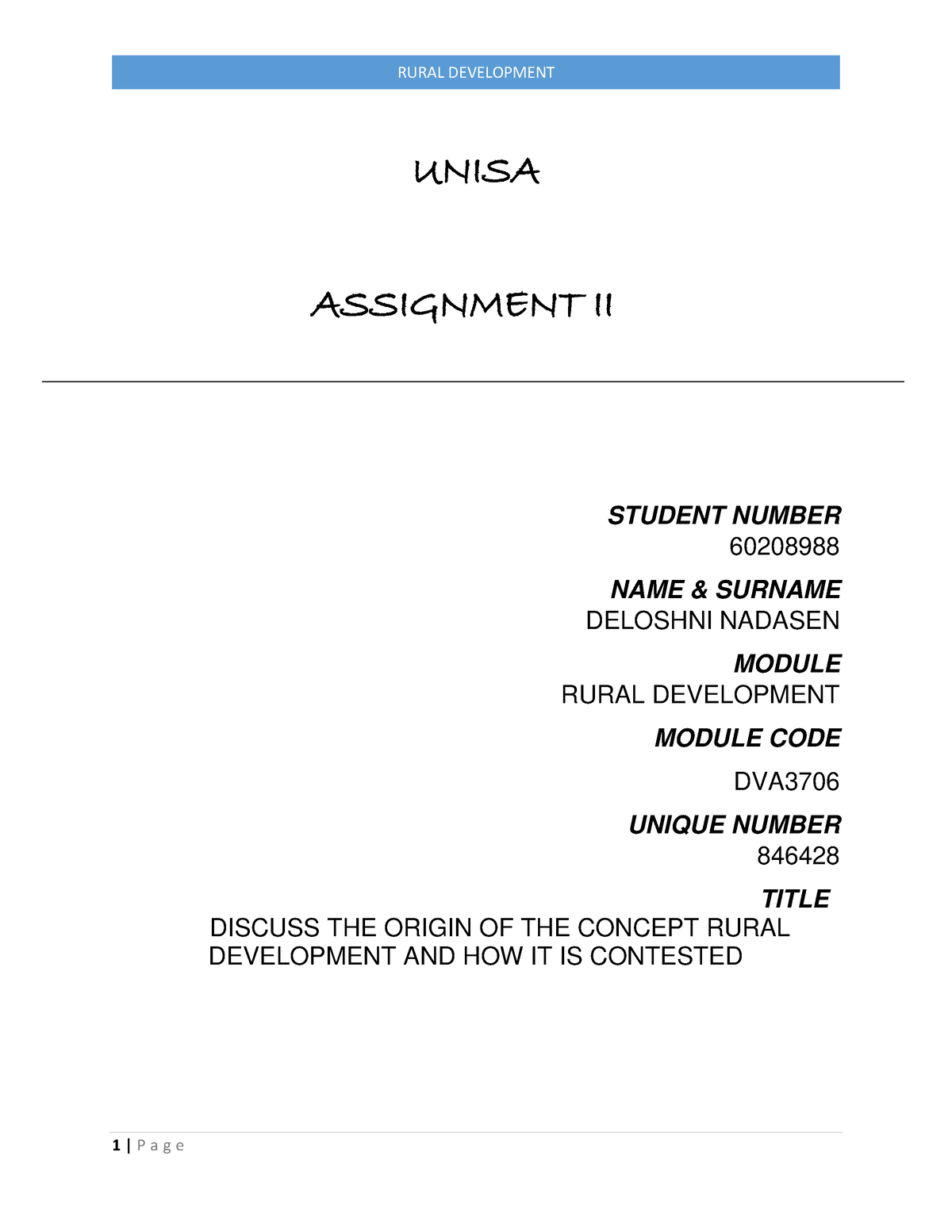 unisa written assignments requirements