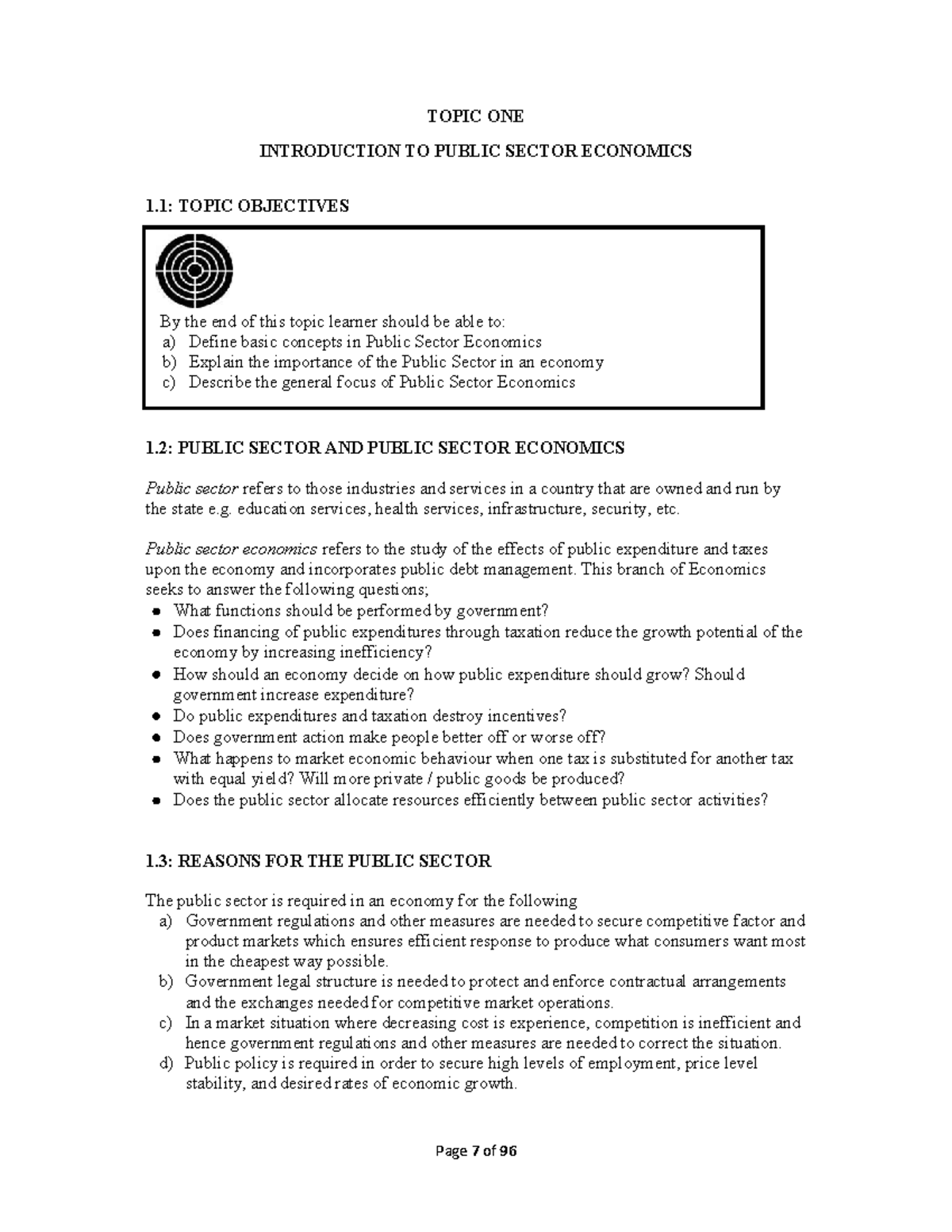 Topic ONE - Introduction to economics of public - Page 7 of 96 TOPIC ...