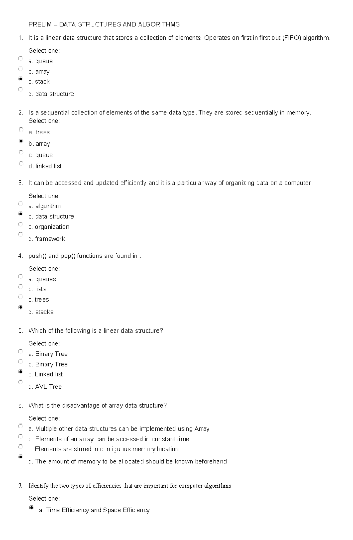 DATA Structures Prelim AND Midterm - PRELIM – DATA STRUCTURES AND ...