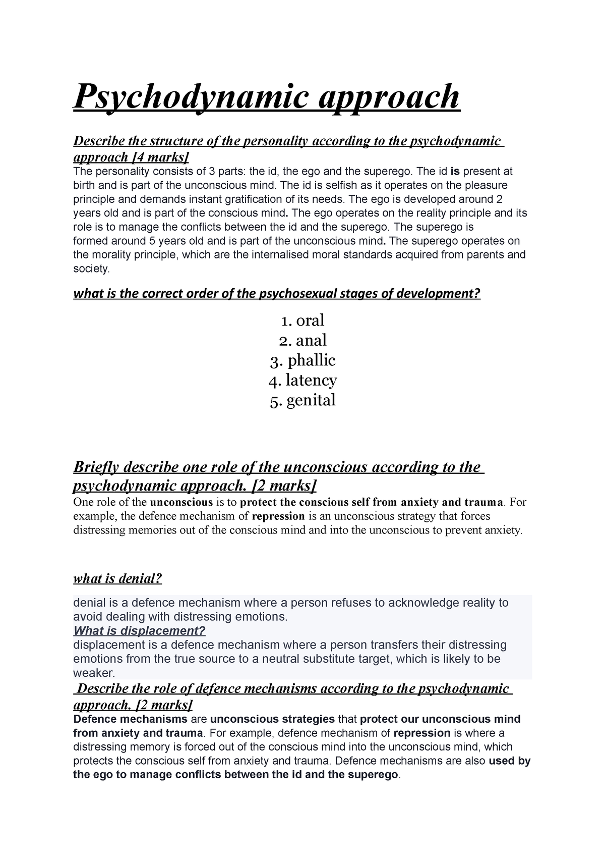 psychodynamic approach to counselling essay