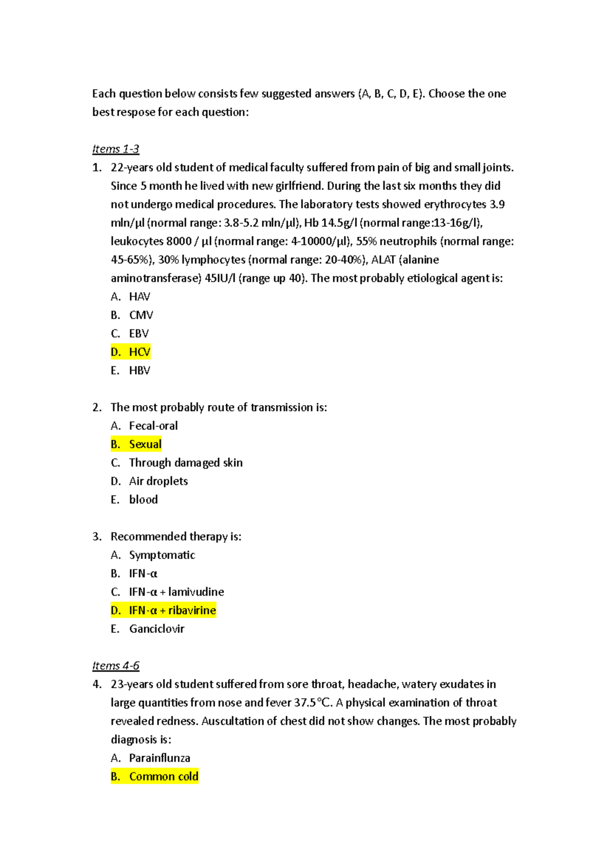 Microbiology Final 2011 - Each Question Below Consists Few Suggested ...