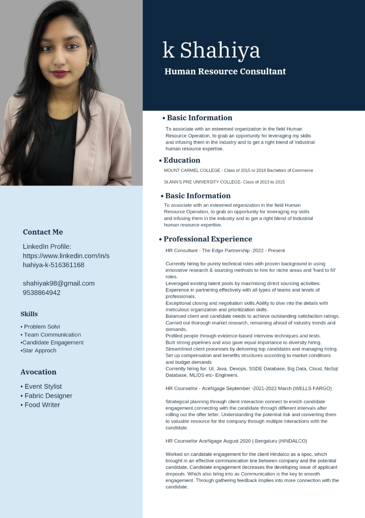 Shahiya Updated resume - k Shahiya Human Resource Consultant Basic ...